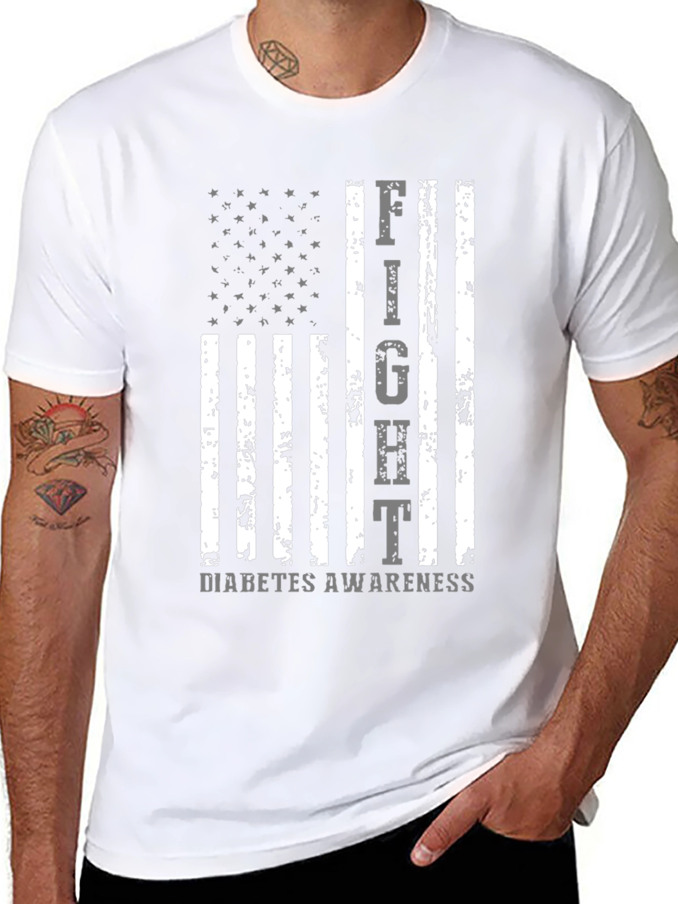 Fight Diabetes Awareness American Flag T-Shirt