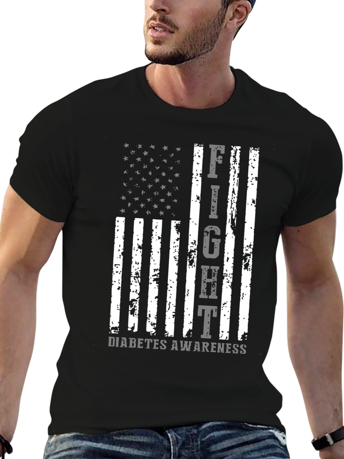 Fight Diabetes Awareness American Flag T-Shirt