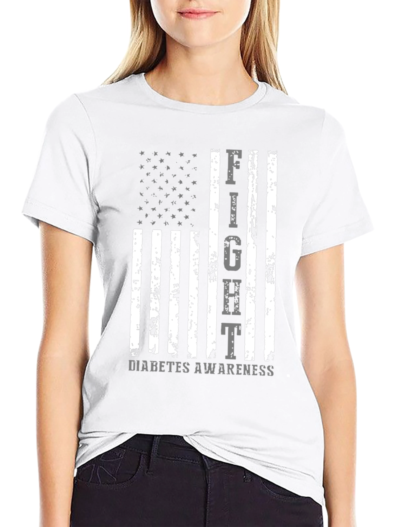Fight Diabetes Awareness American Flag T-Shirt