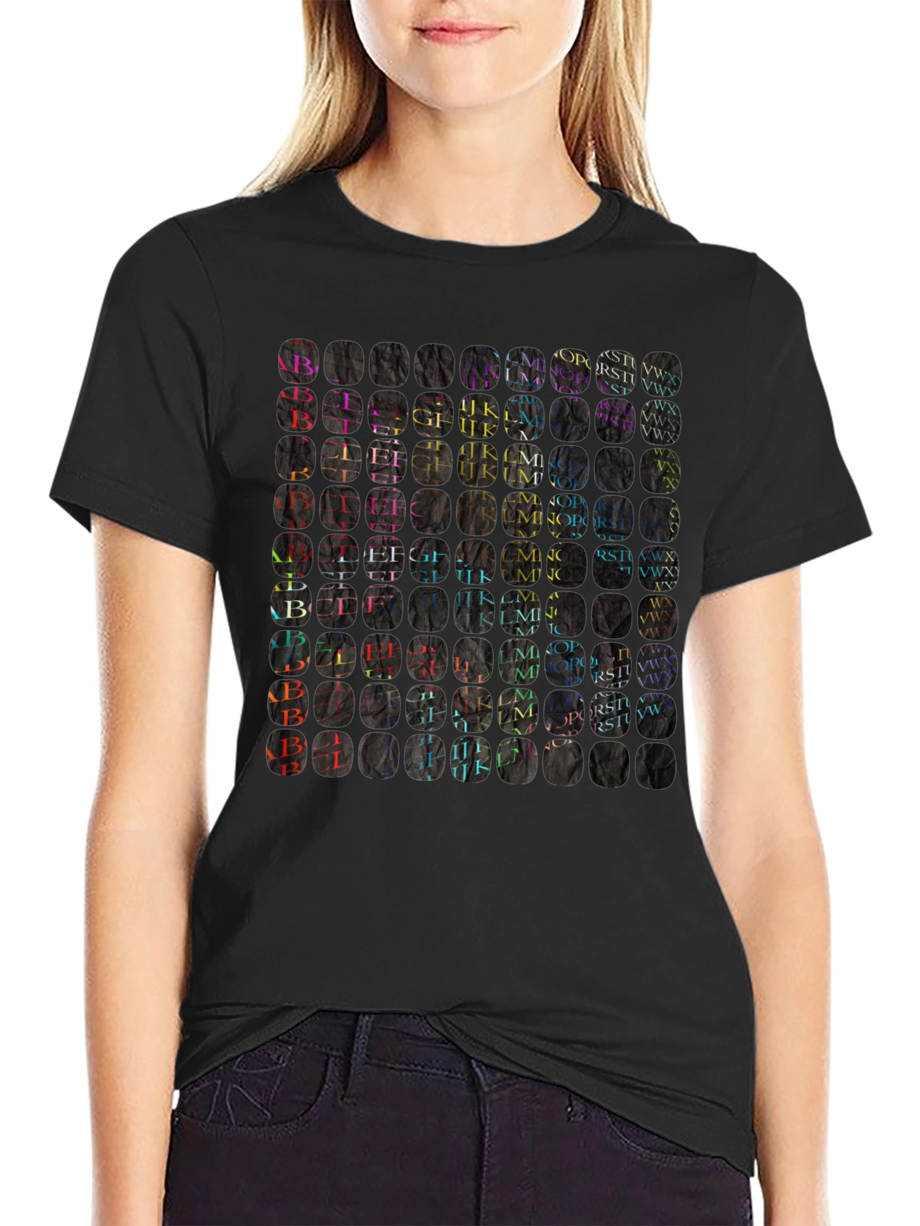 Alphabet Letter Art Print Crewneck T-Shirt