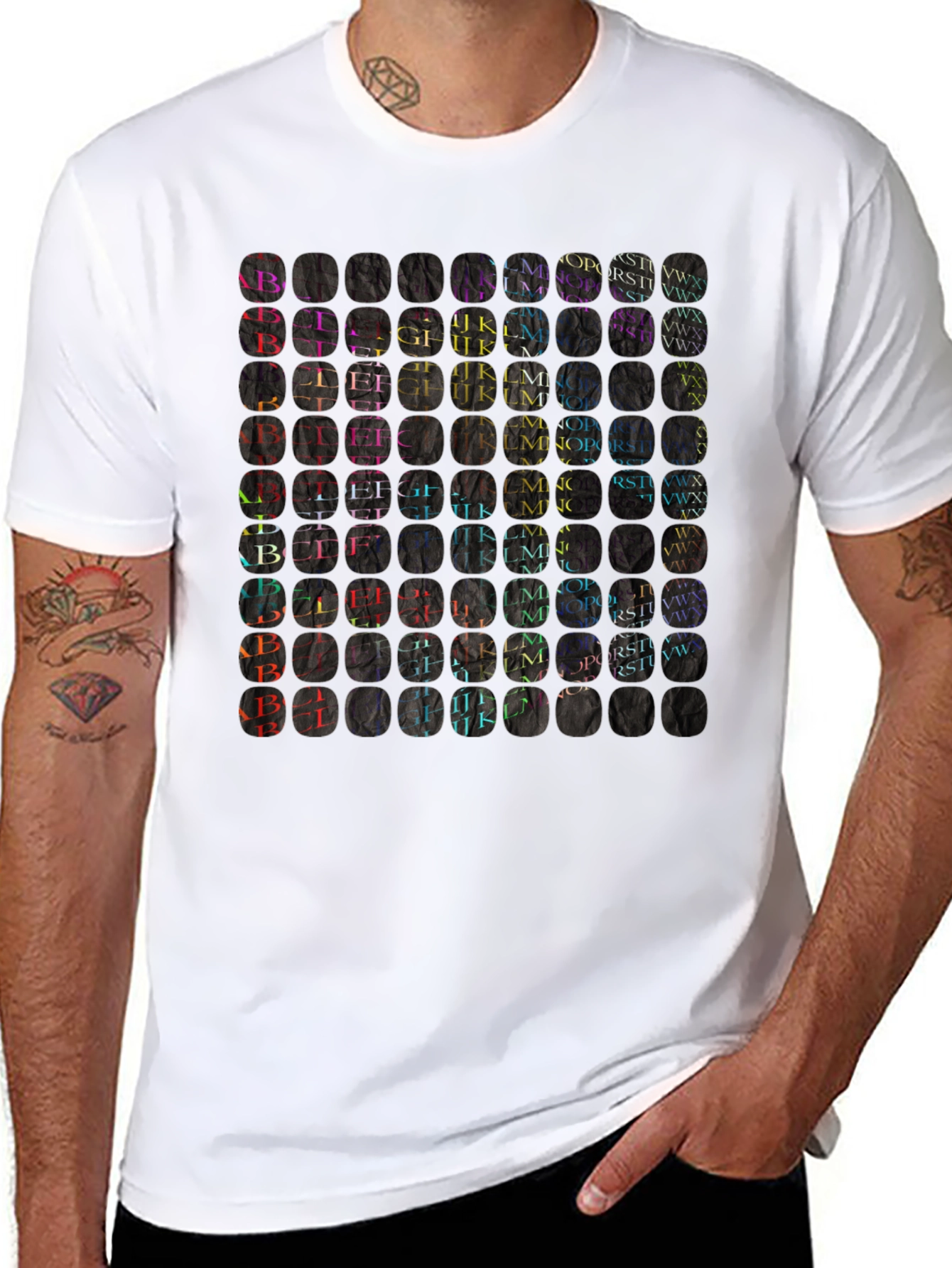 Alphabet Letter Art Print Crewneck T-Shirt