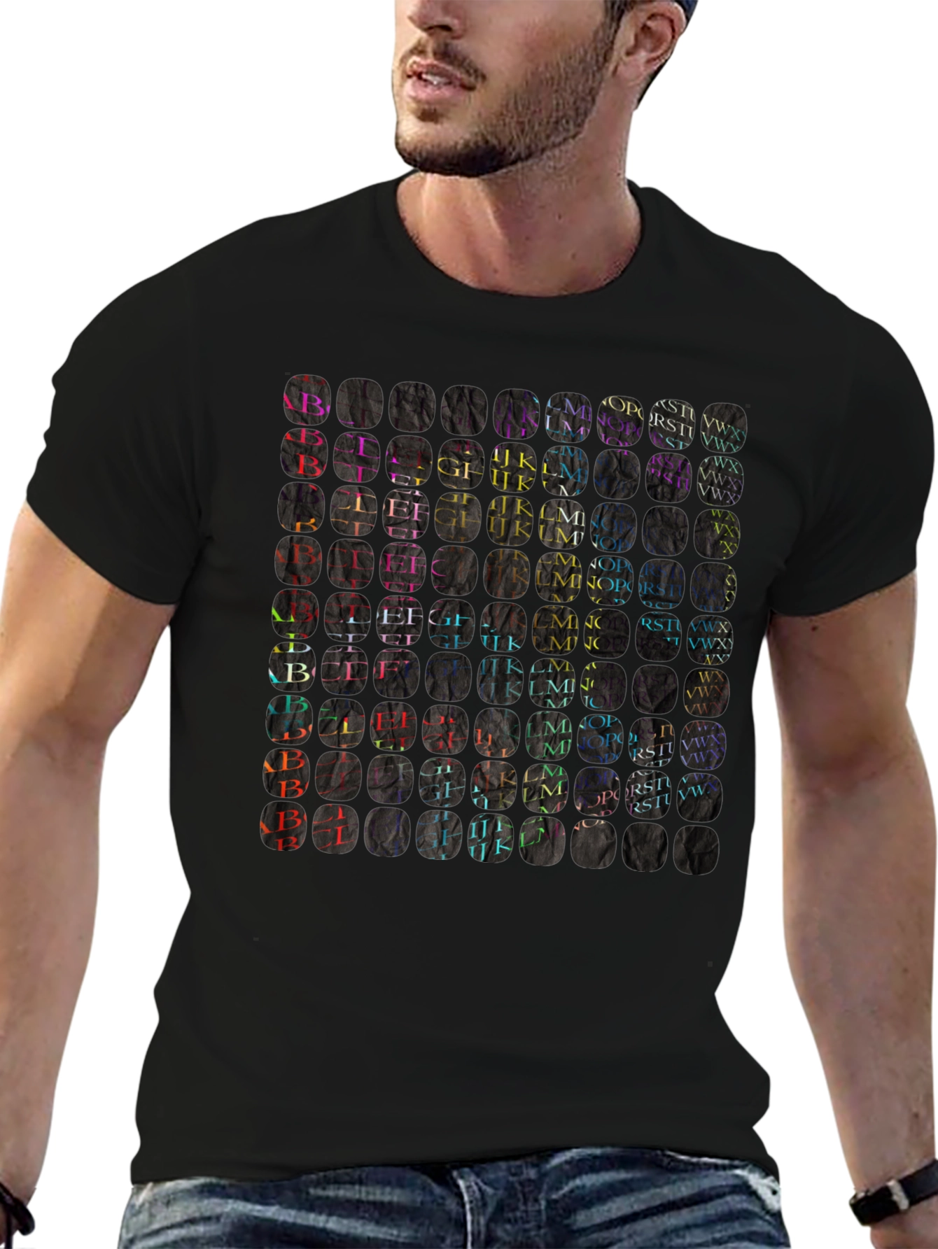 Alphabet Letter Art Print Crewneck T-Shirt