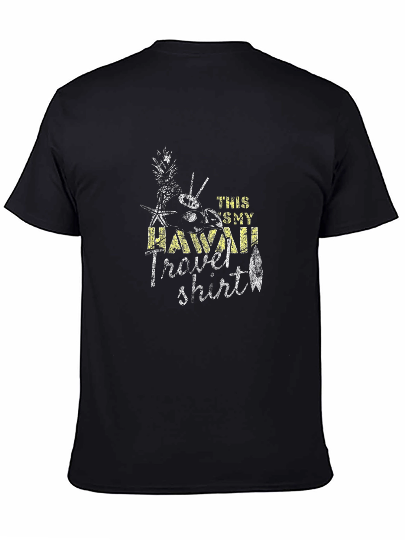 Hawaii Travel T-Shirt - Black Cotton Tee