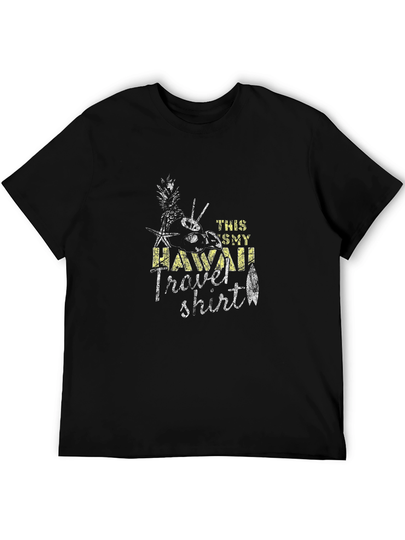 Hawaii Travel T-Shirt - Black Cotton Tee
