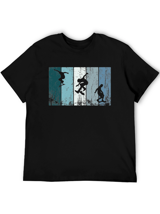Skateboarder Silhouette Graphic Tee - Black