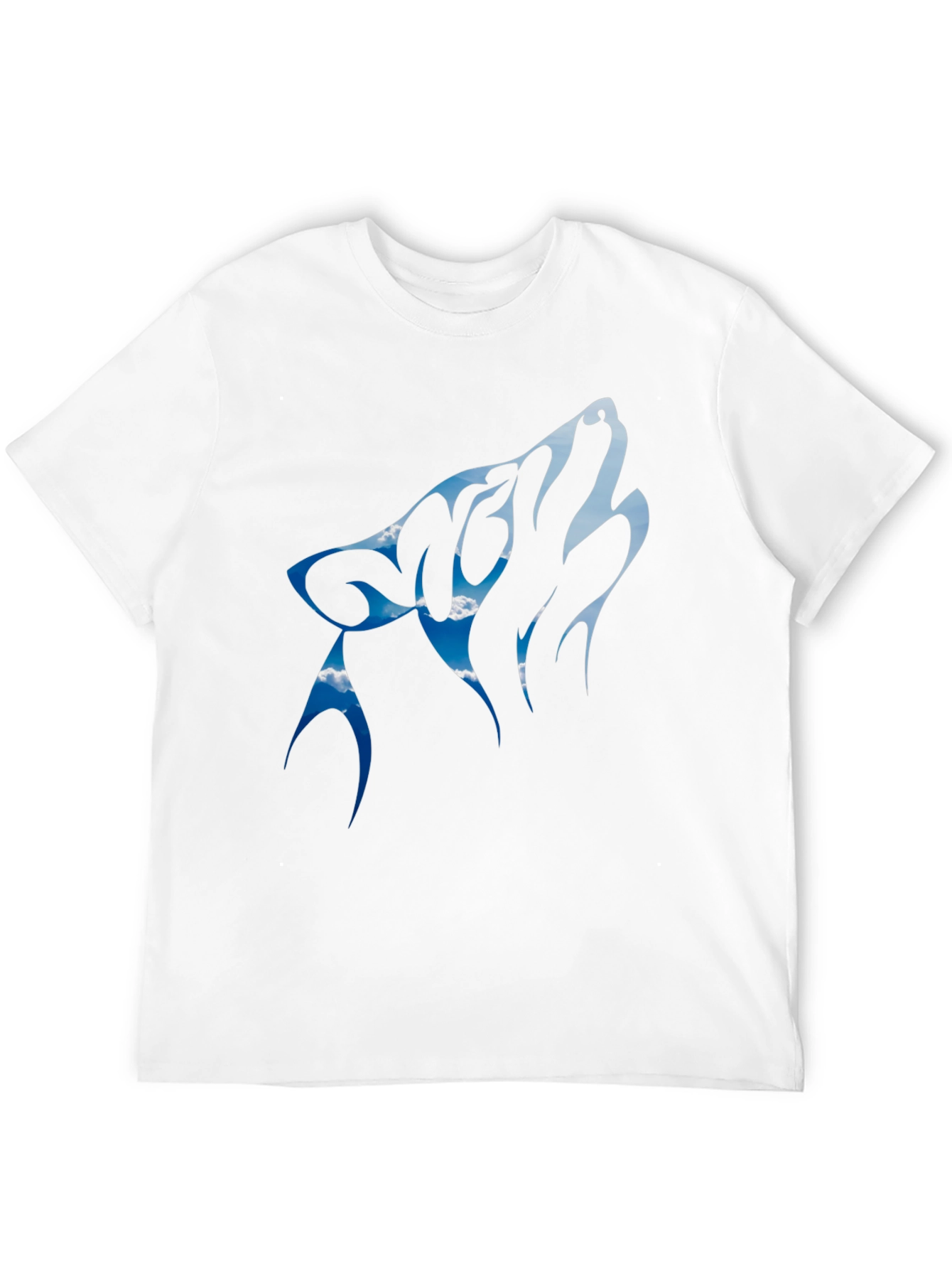 Wolf Howling Sky Design Black Tee