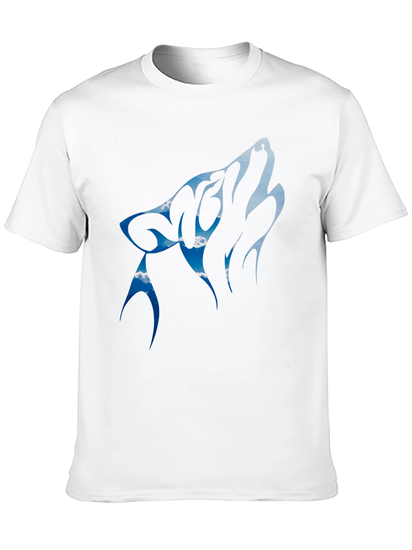 Wolf Howling Sky Design Black Tee