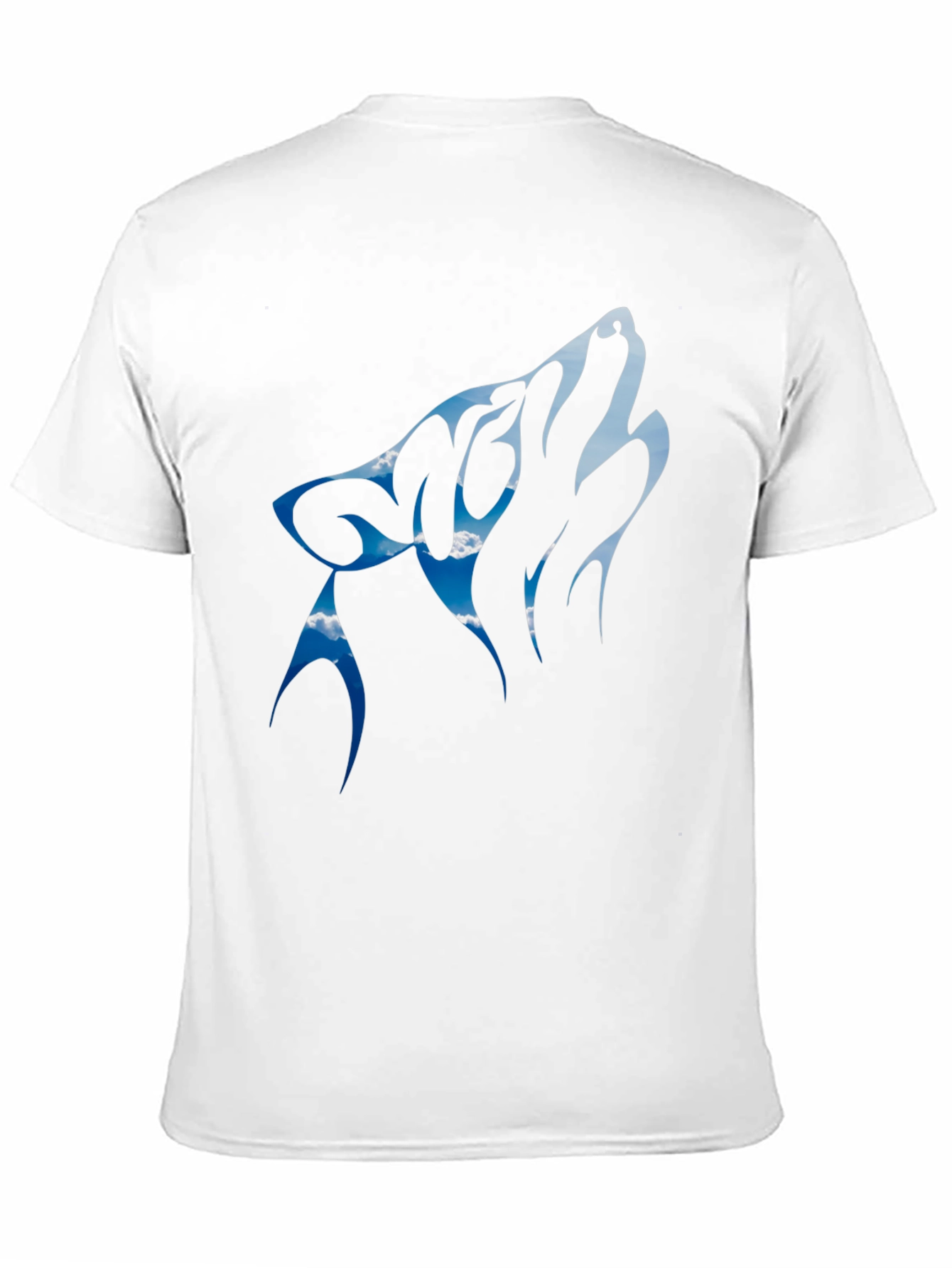 Wolf Howling Sky Design Black Tee