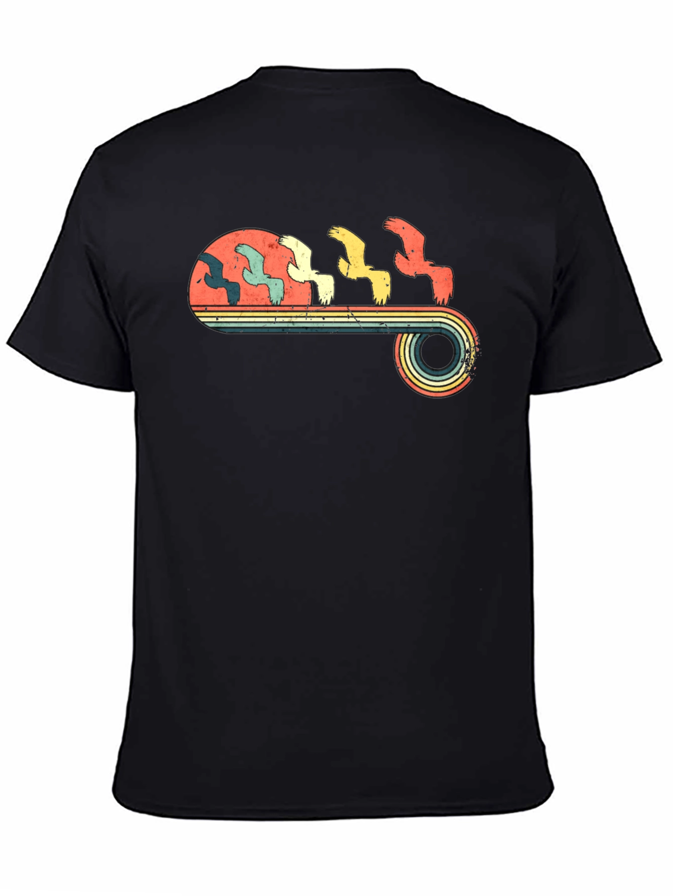 Retro Birds Graphic Tee - Black T-Shirt