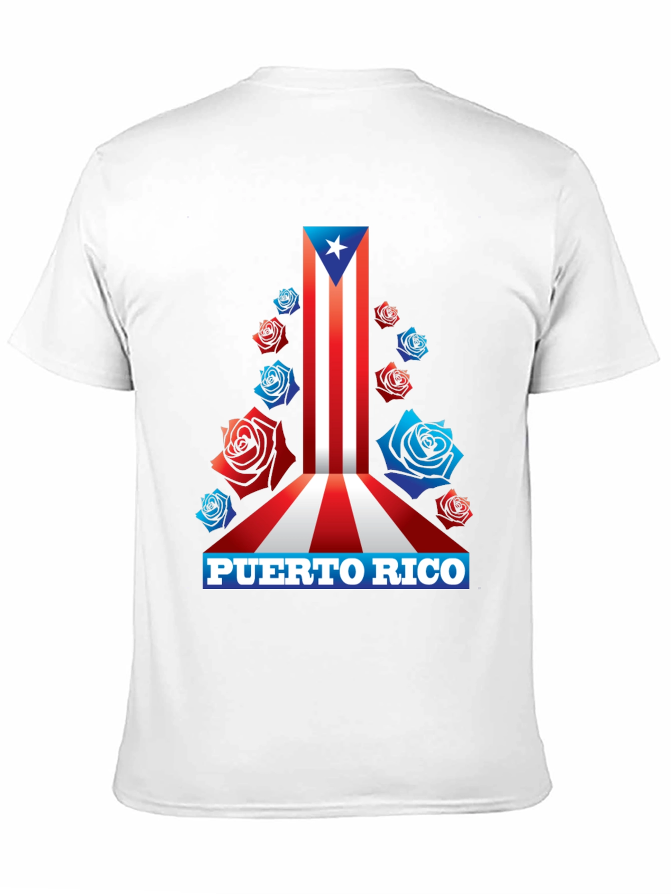 Puerto Rico Flag Roses Mens Graphic T-Shirt