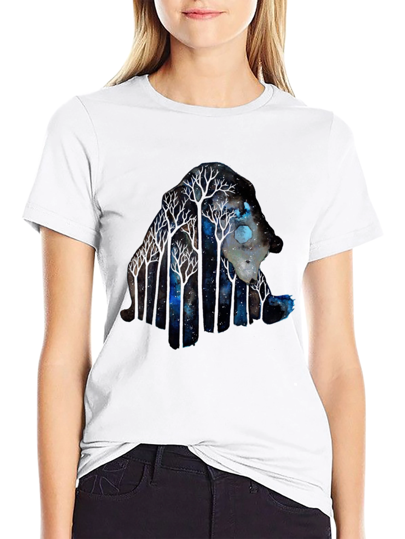 Night Forest Wolf Graphic Tee