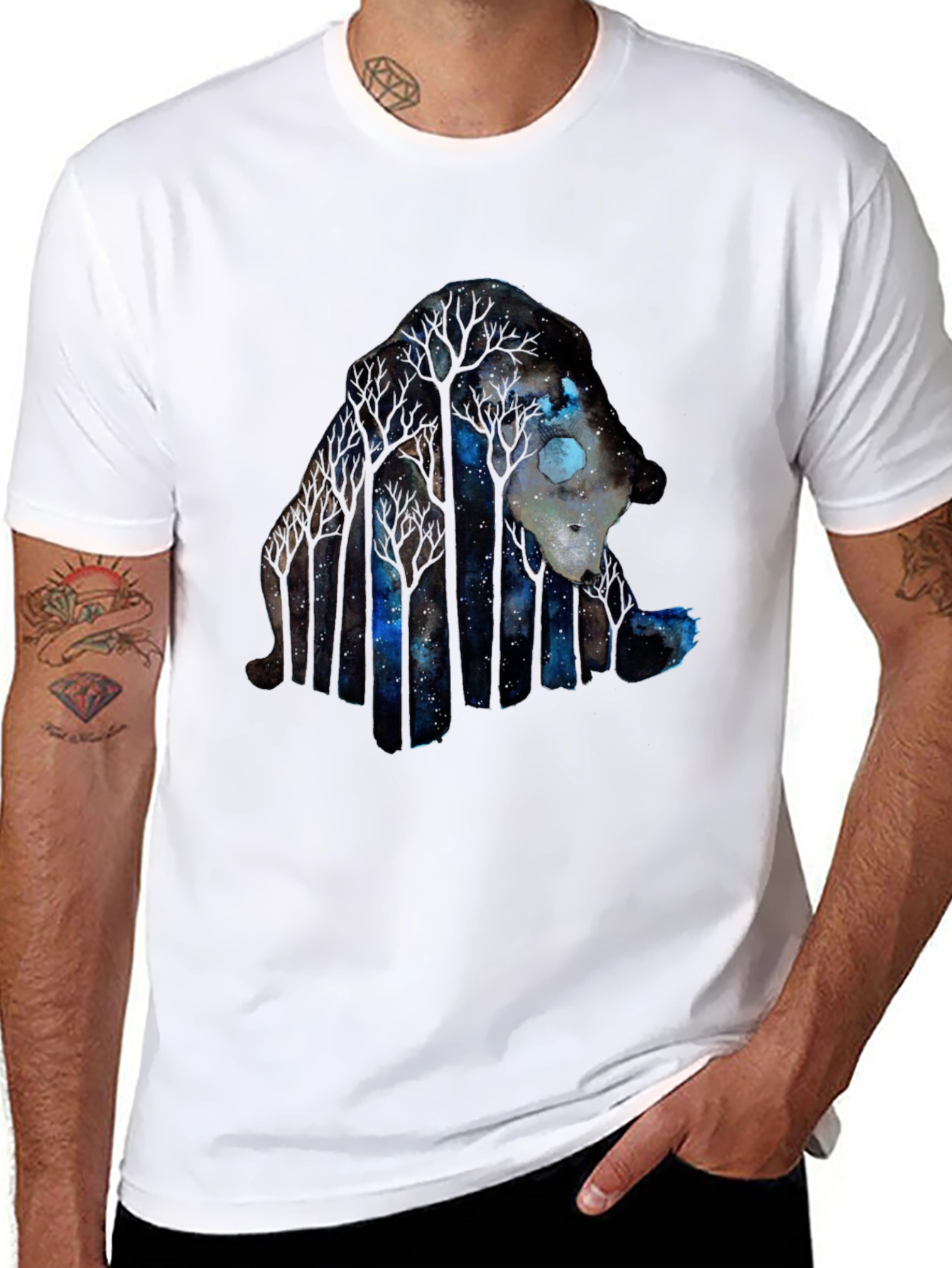 Night Forest Wolf Graphic Tee