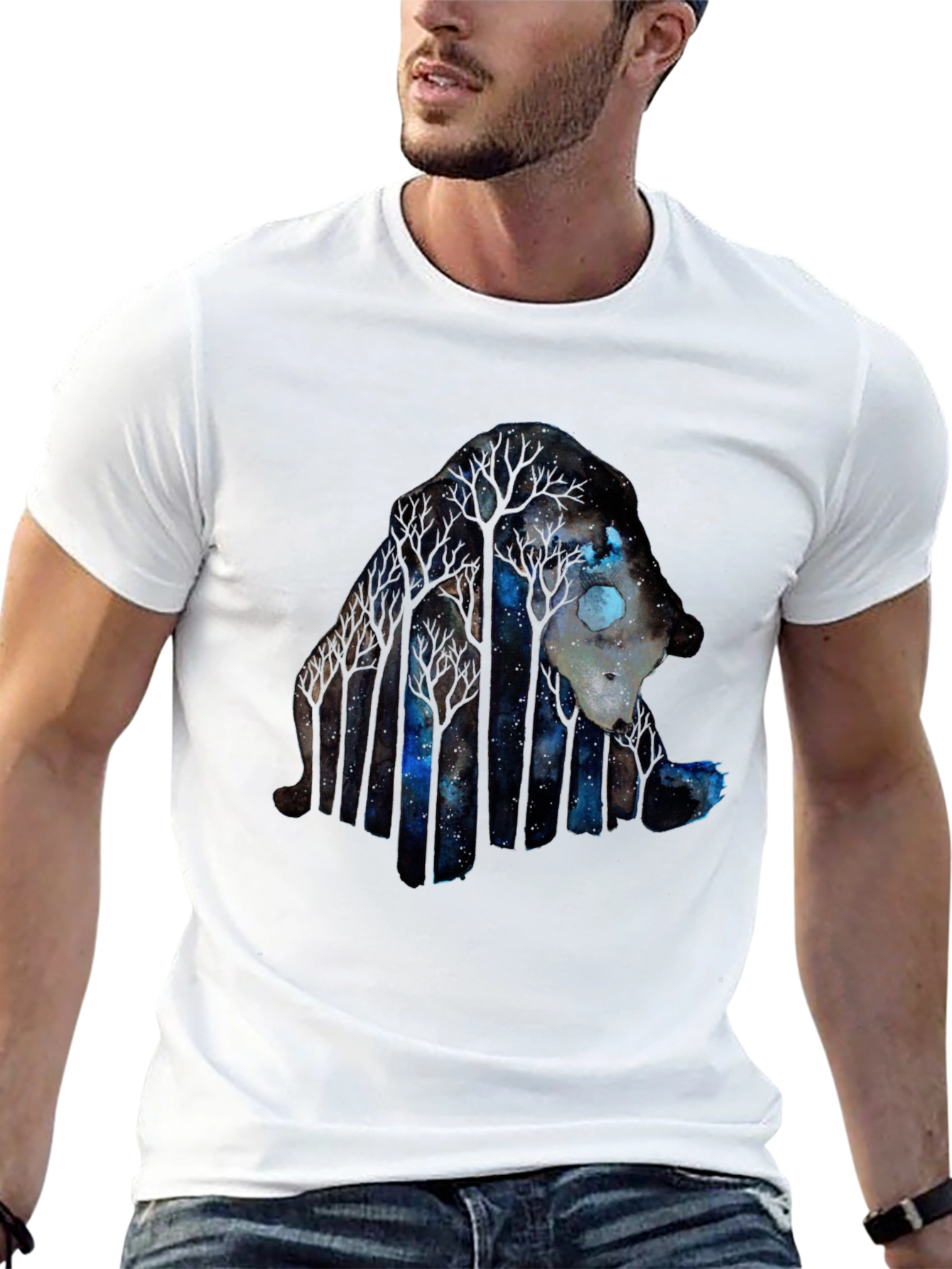 Night Forest Wolf Graphic Tee