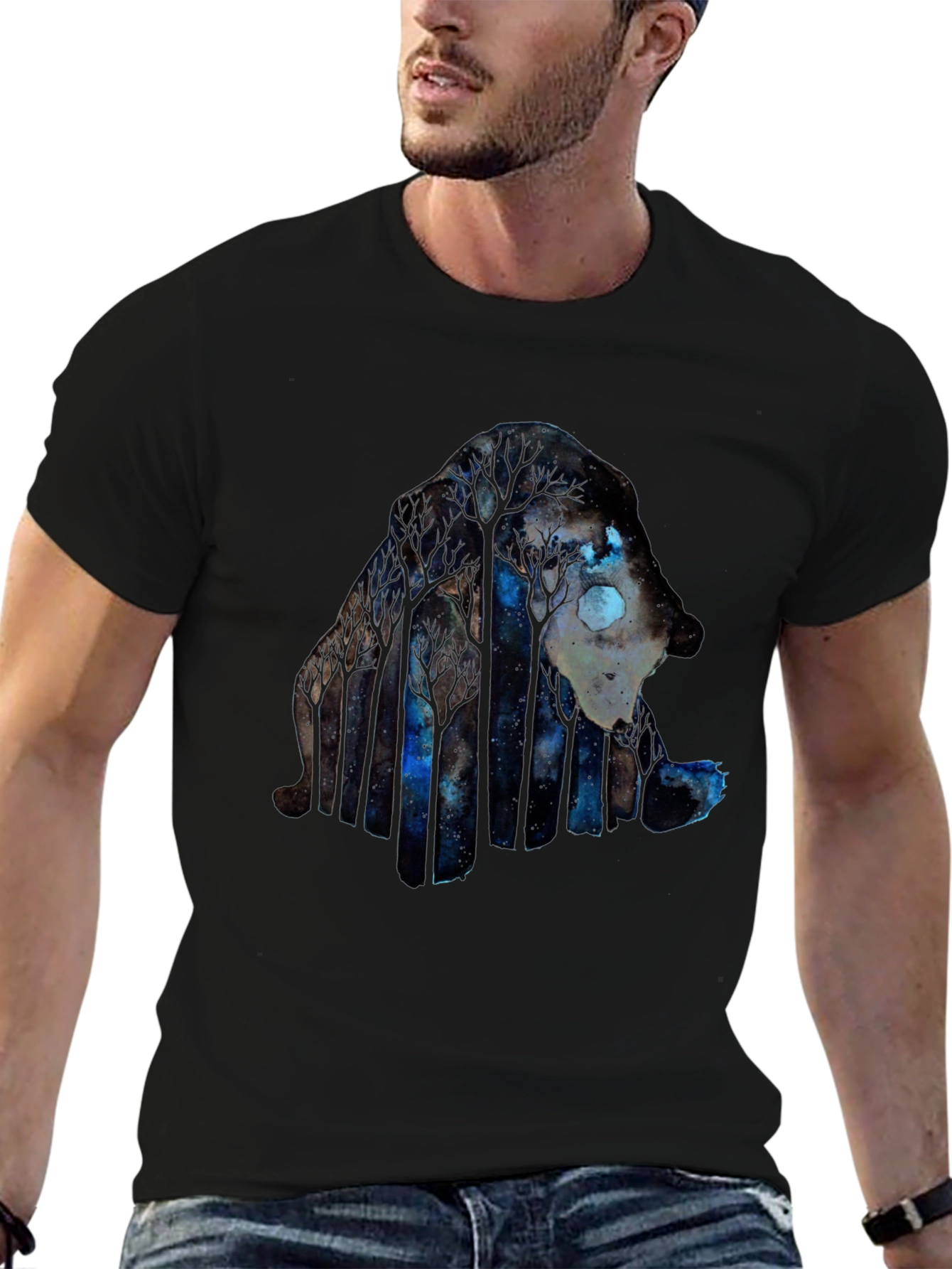 Night Forest Wolf Graphic Tee