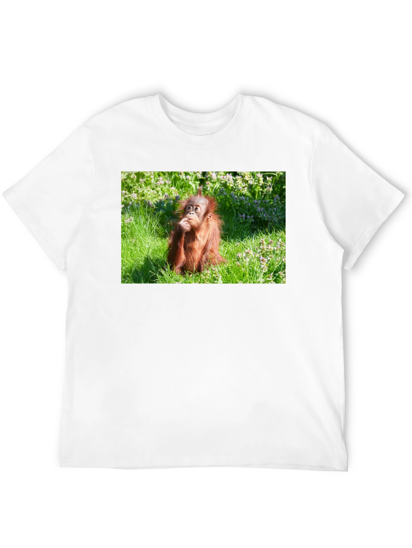 Orangutan in Grass Black T-Shirt