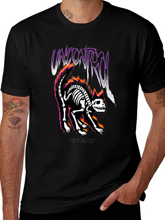 Uncontrol Cat Skeleton Graphic Tee - Black