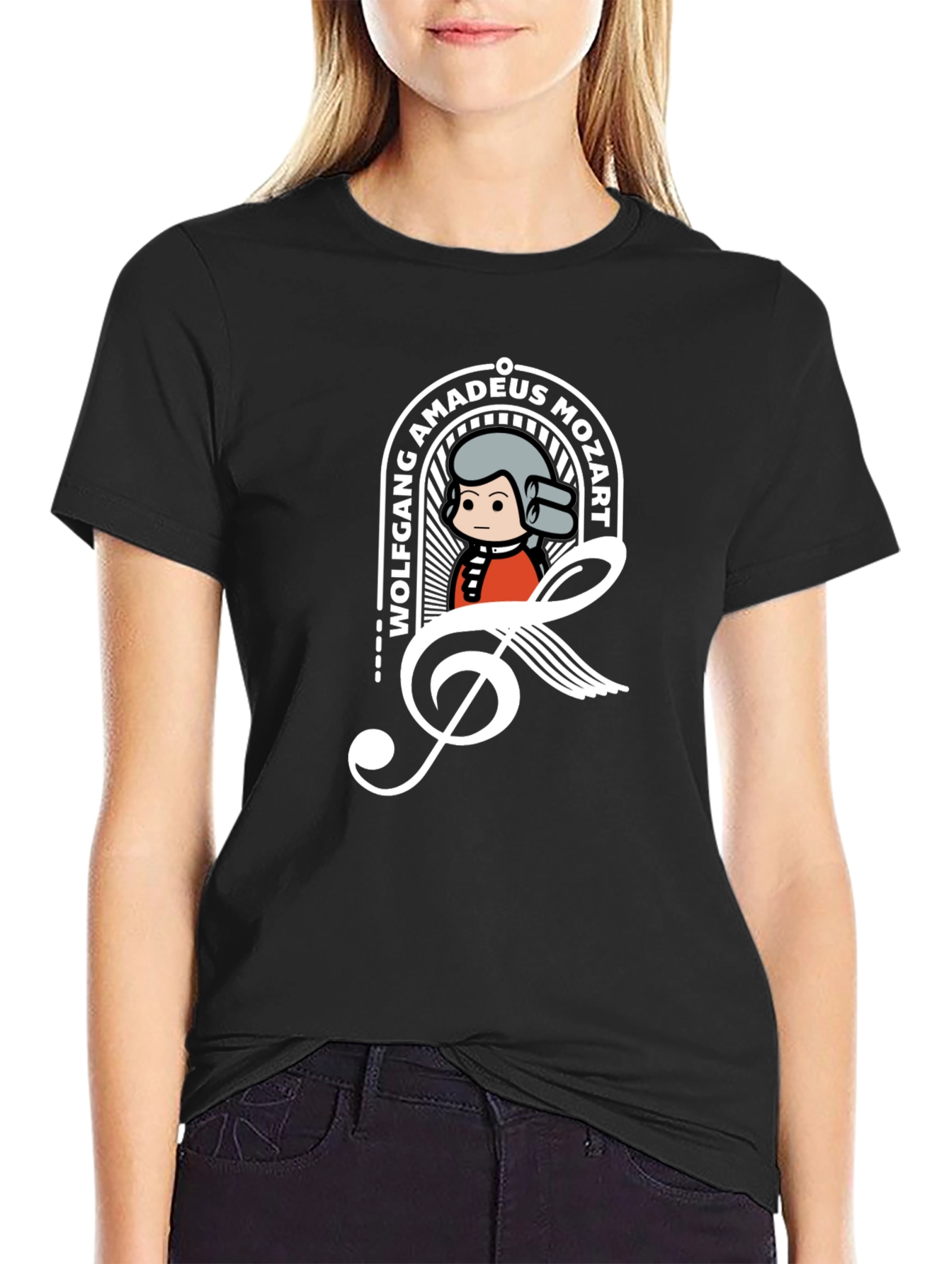 Mozart Treble Clef Graphic Tee - Black T-Shirt