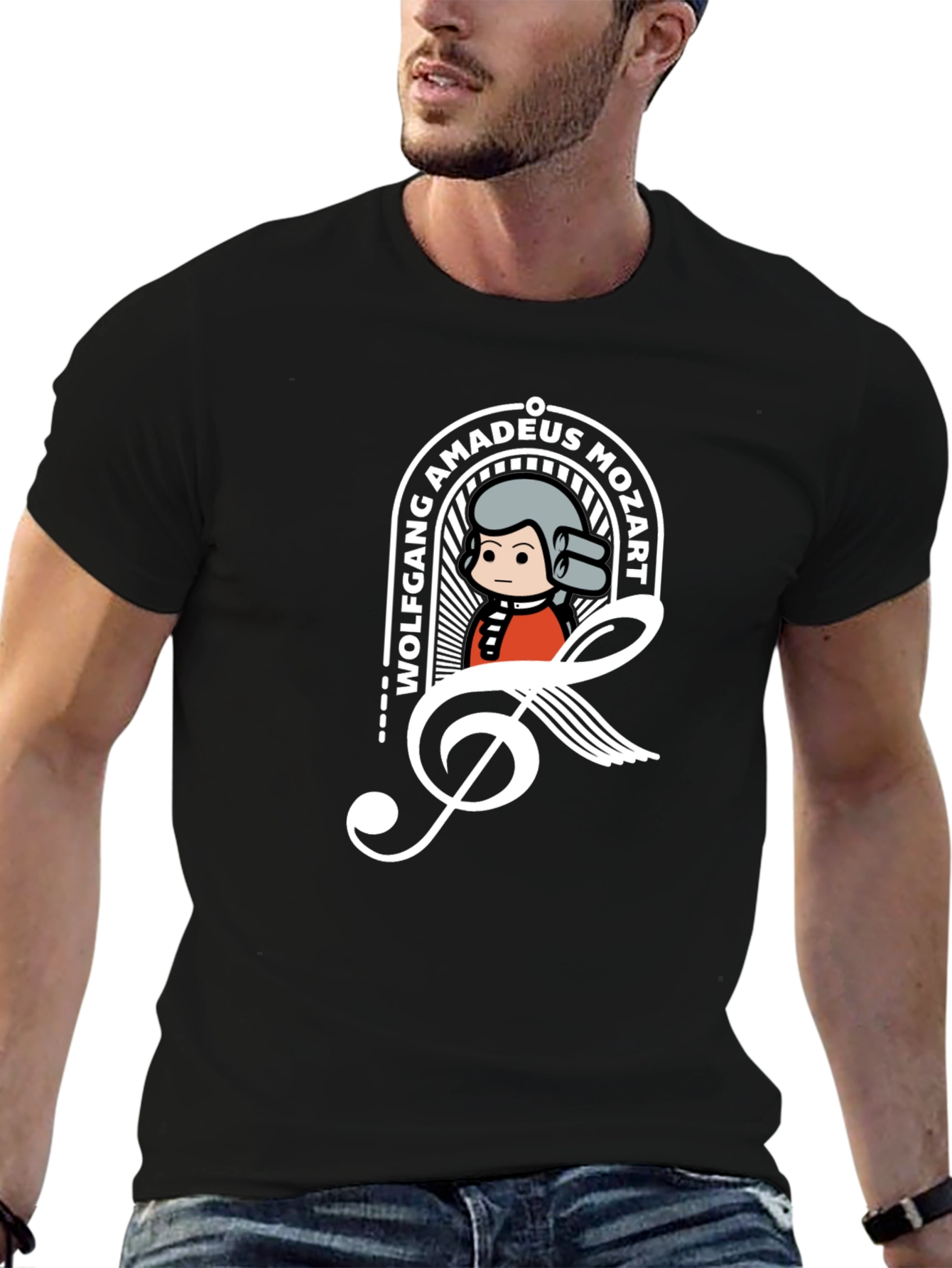 Mozart Treble Clef Graphic Tee - Black T-Shirt