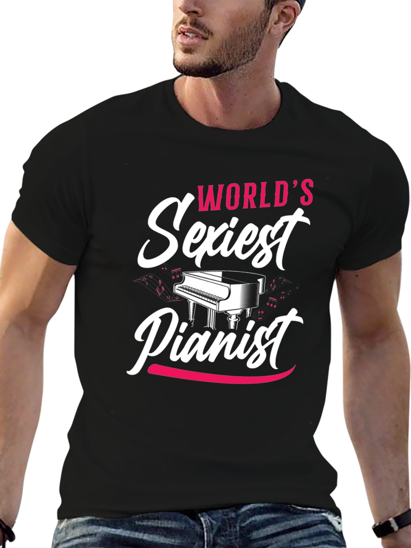 Worlds Sexiest Pianist Black T-Shirt