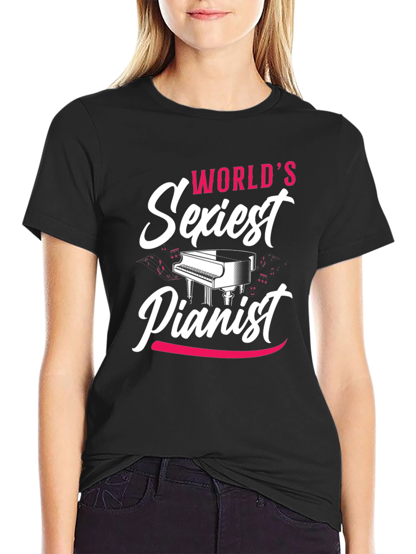 Worlds Sexiest Pianist Black T-Shirt