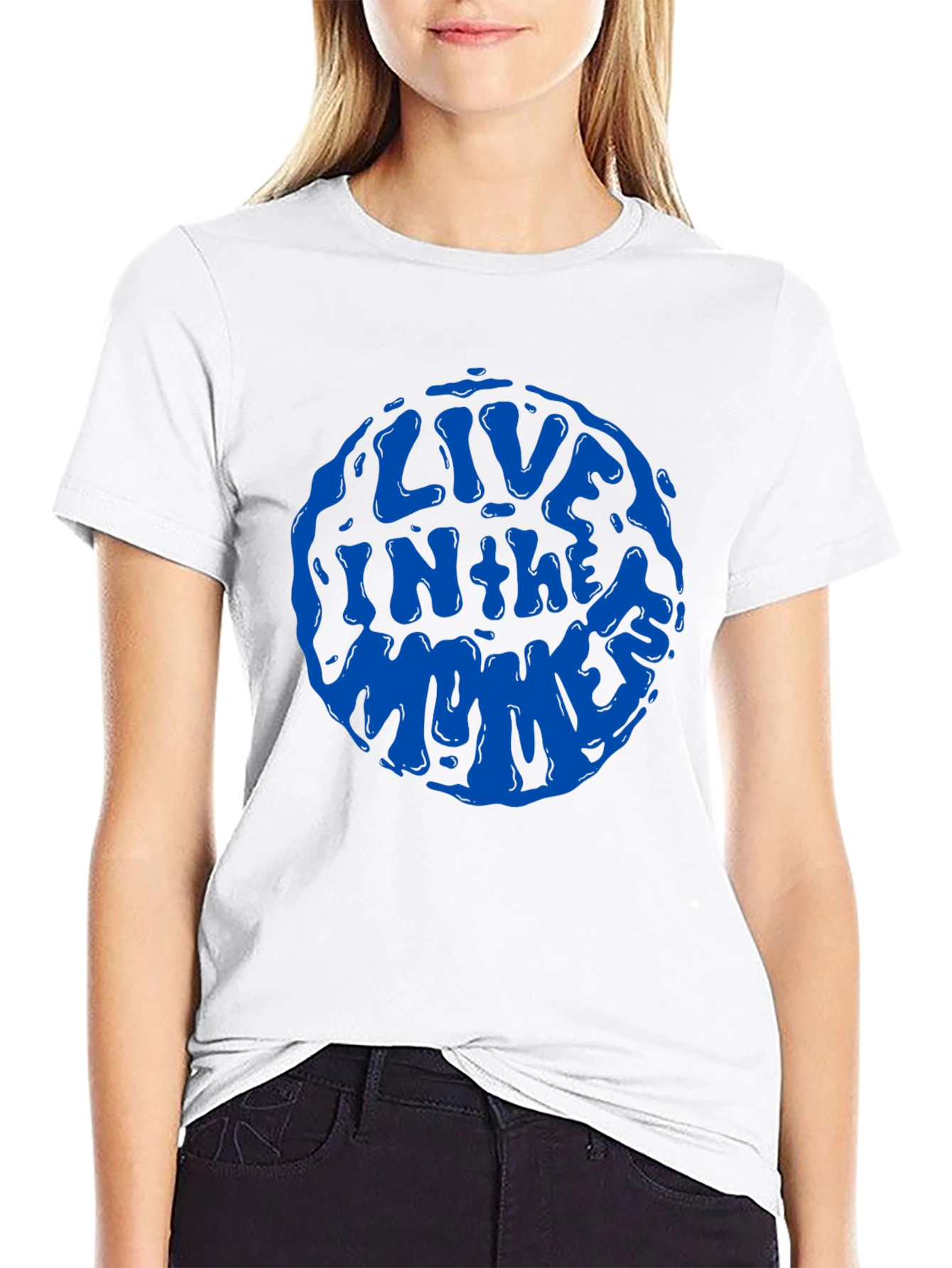 Live in the Monks T-Shirt - Groovy Blue Design