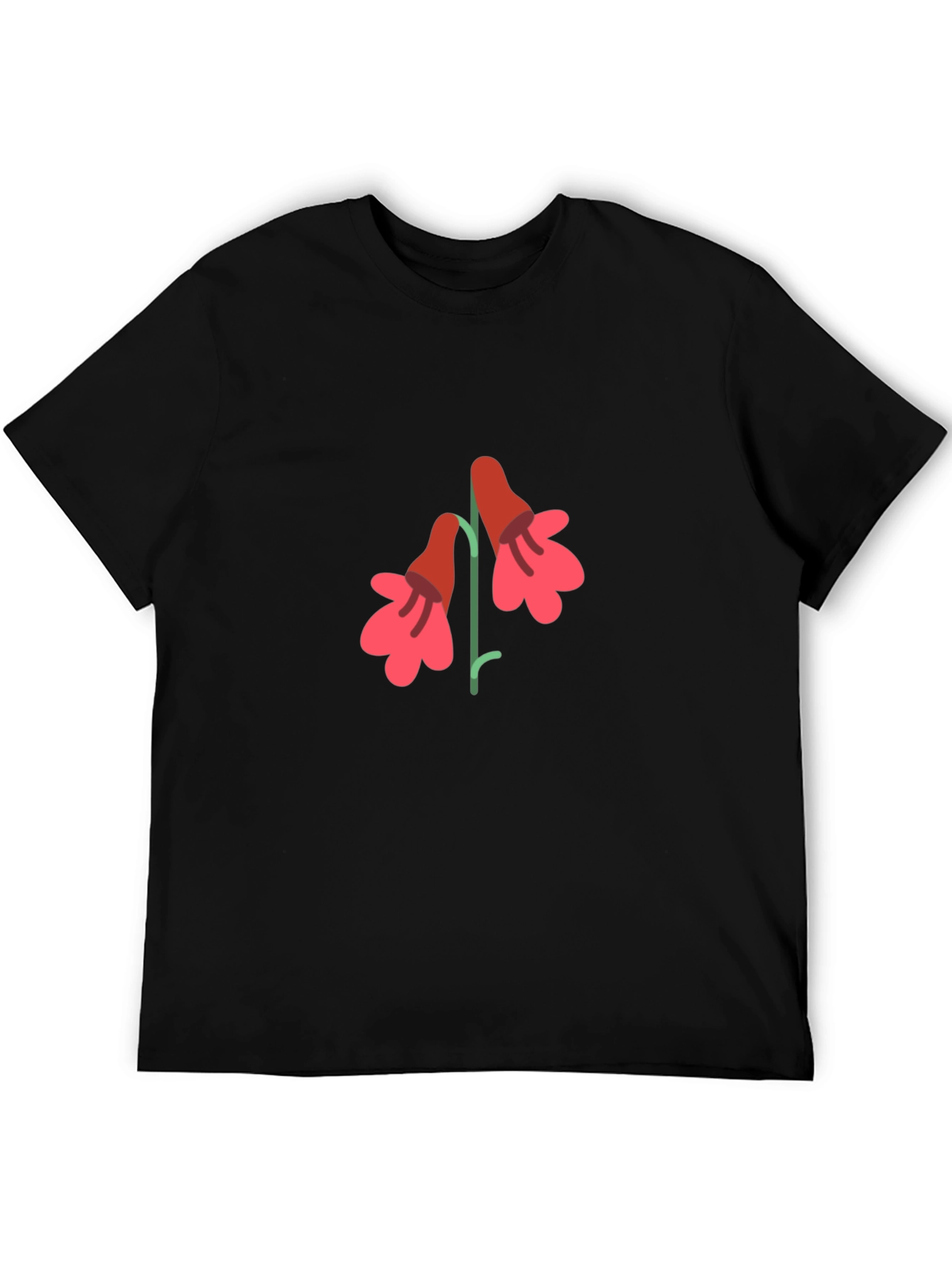 Floral Graphic Print T-Shirt - Casual Black Tee