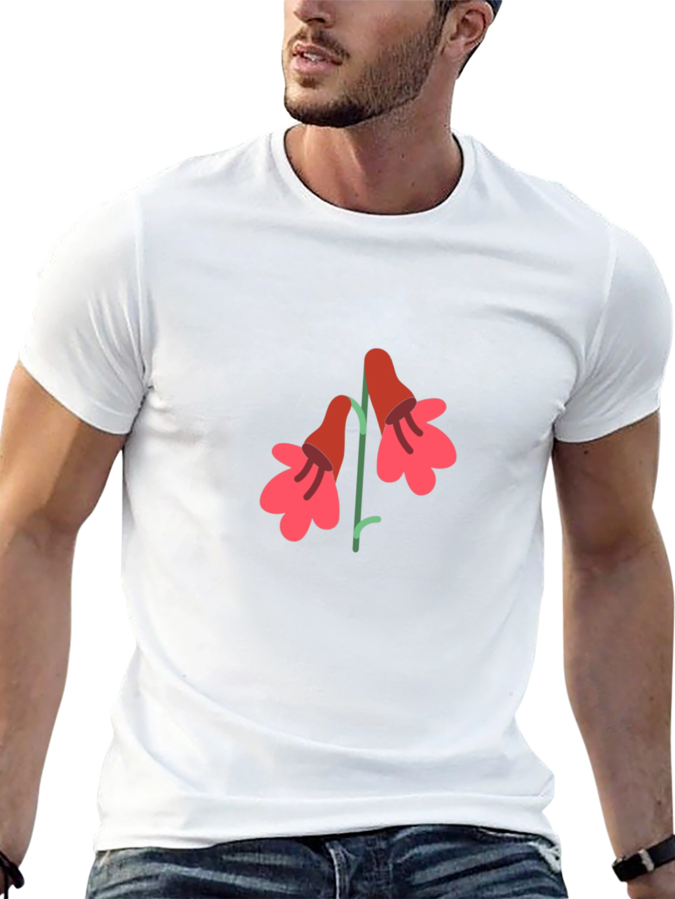 Floral Graphic Print T-Shirt - Casual Black Tee