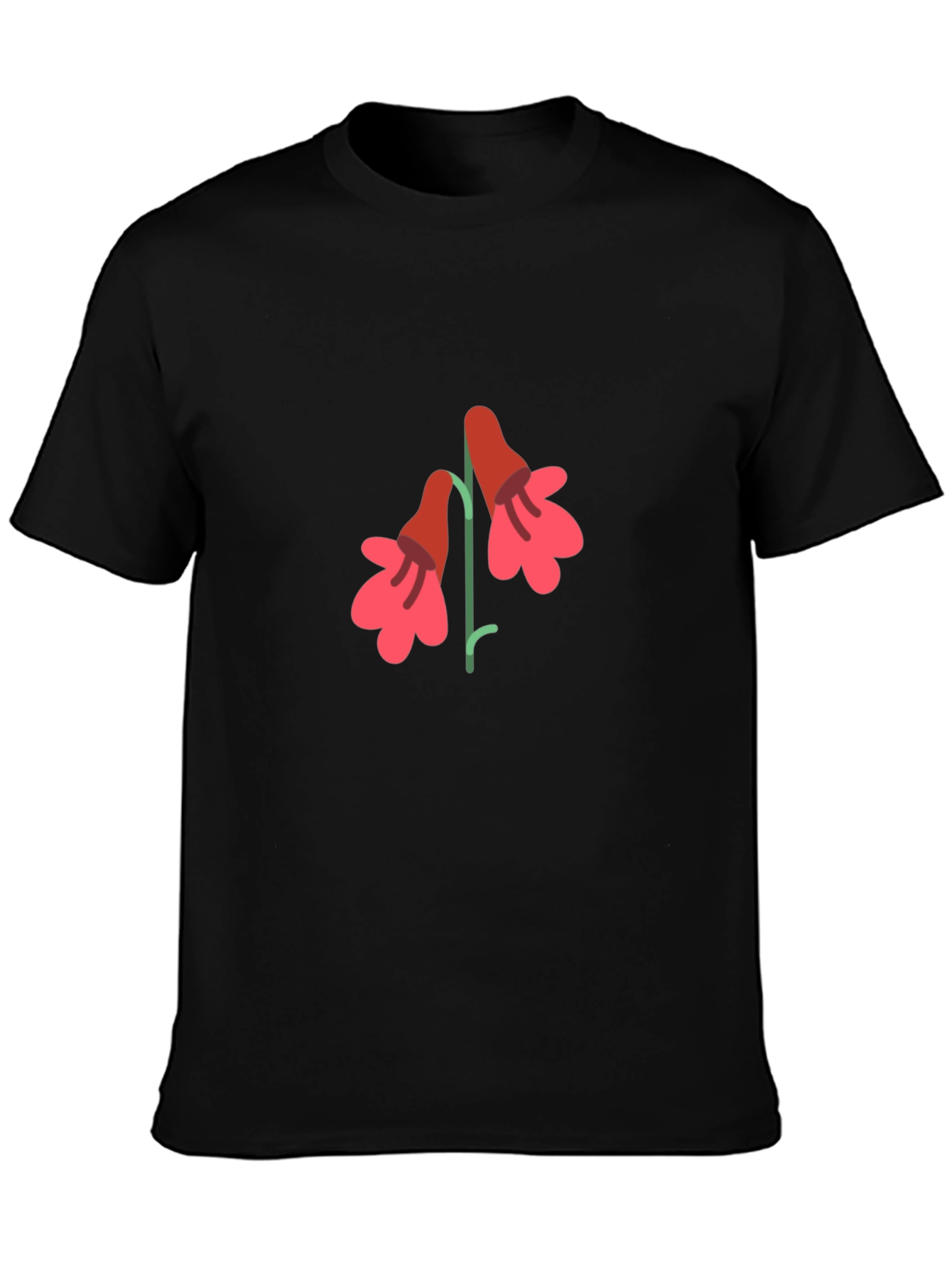 Floral Graphic Print T-Shirt - Casual Black Tee