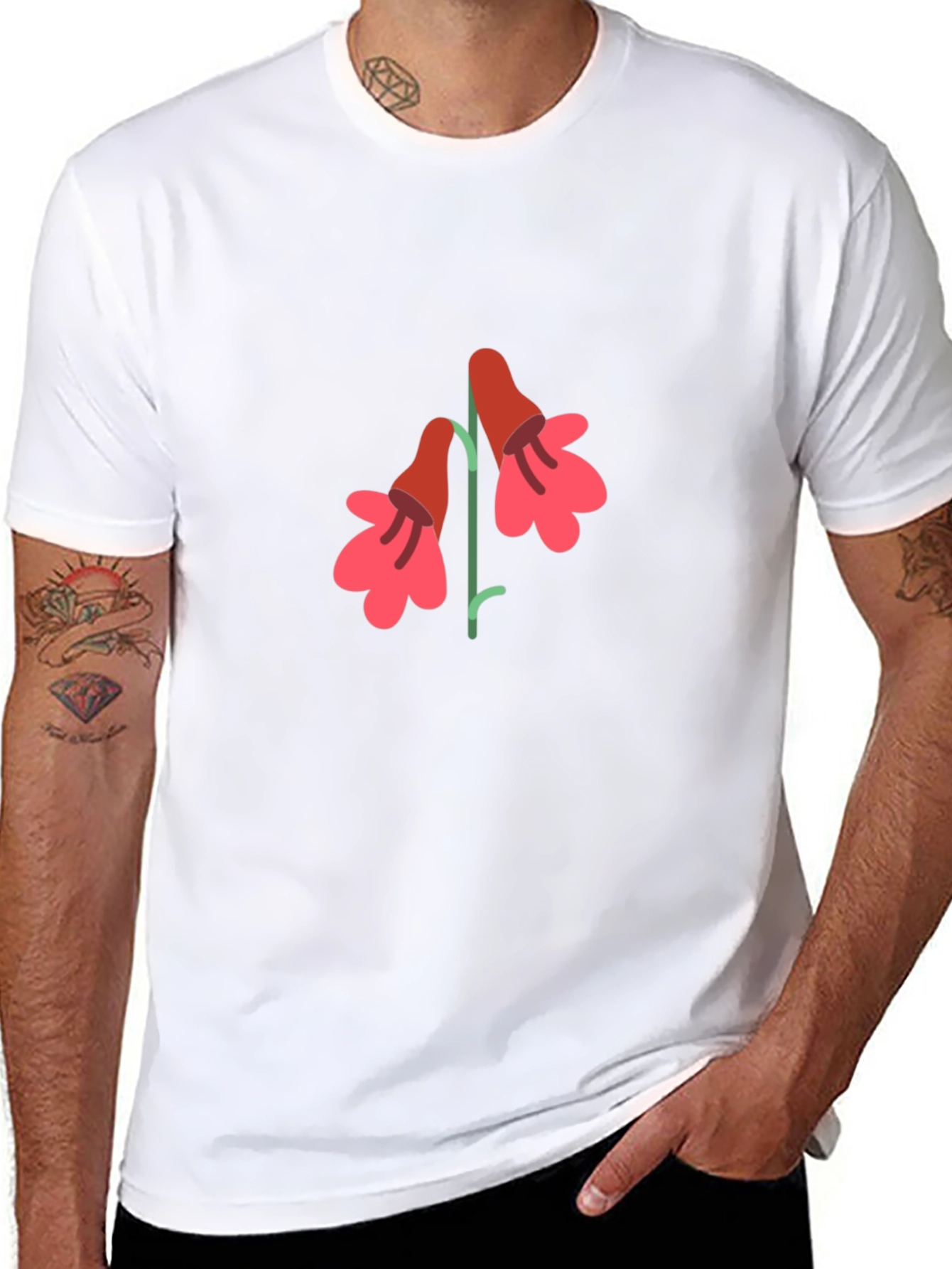 Floral Graphic Print T-Shirt - Casual Black Tee