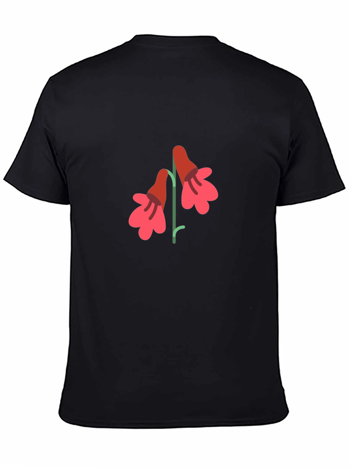 Floral Graphic Print T-Shirt - Casual Black Tee