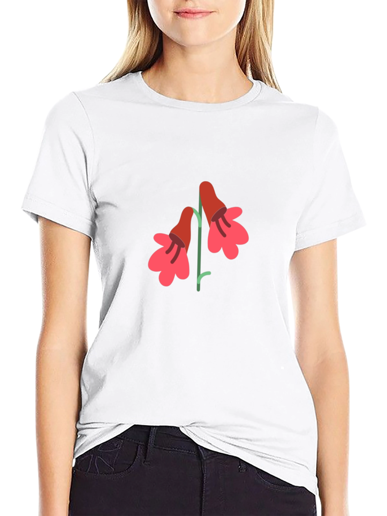 Floral Graphic Print T-Shirt - Casual Black Tee