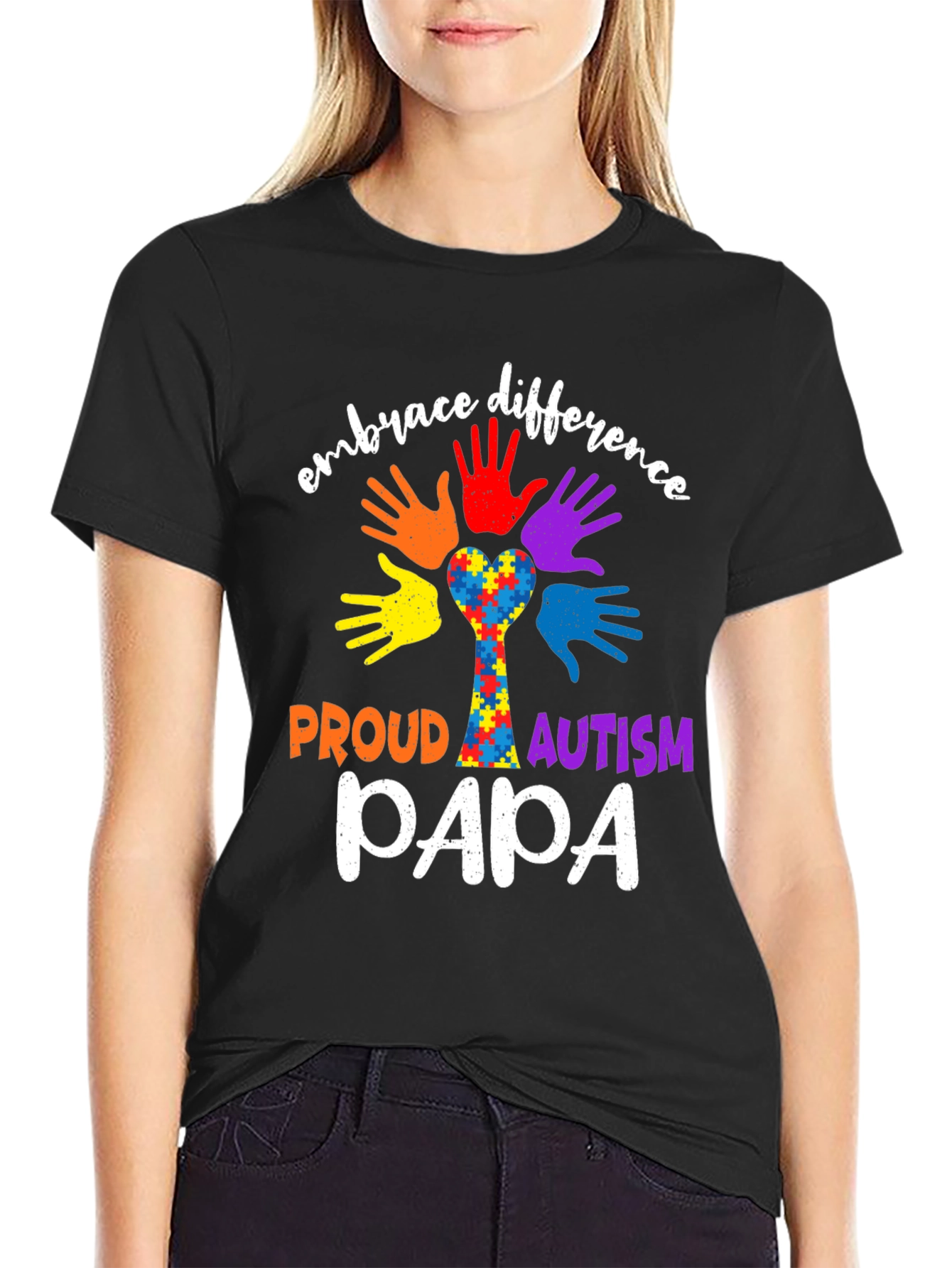 Proud Autism Papa Embrace Difference T-Shirt