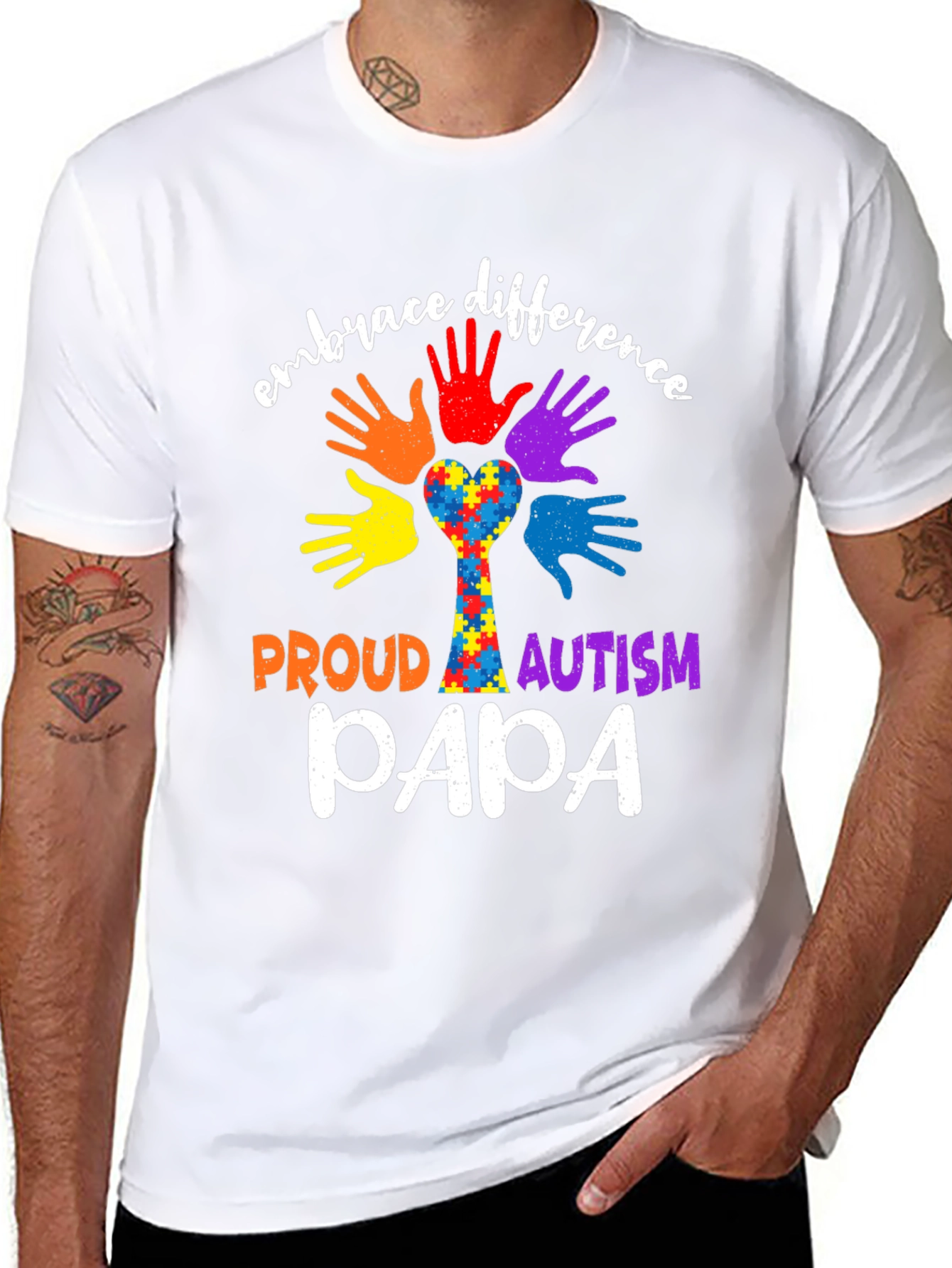 Proud Autism Papa Embrace Difference T-Shirt