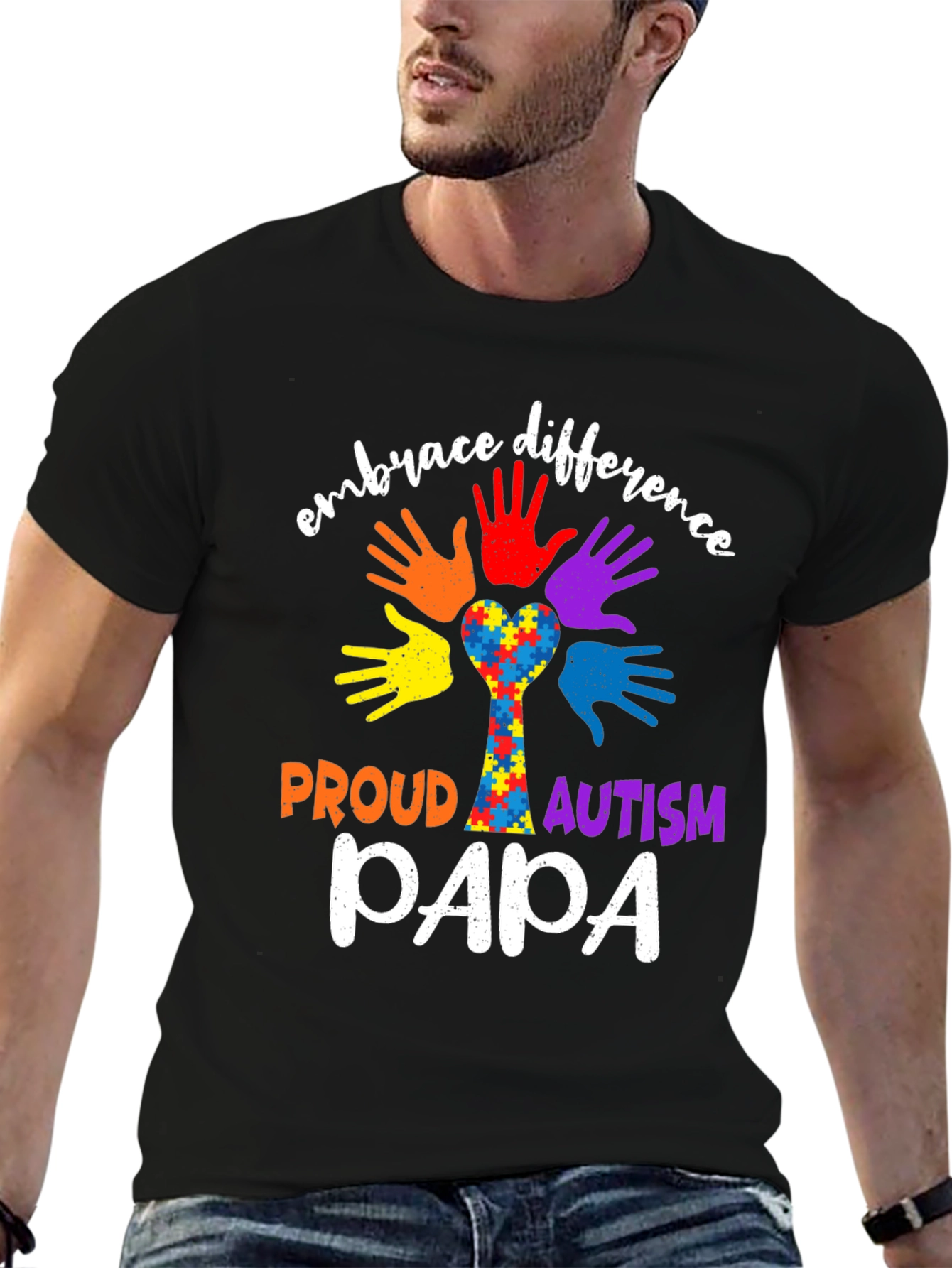 Proud Autism Papa Embrace Difference T-Shirt