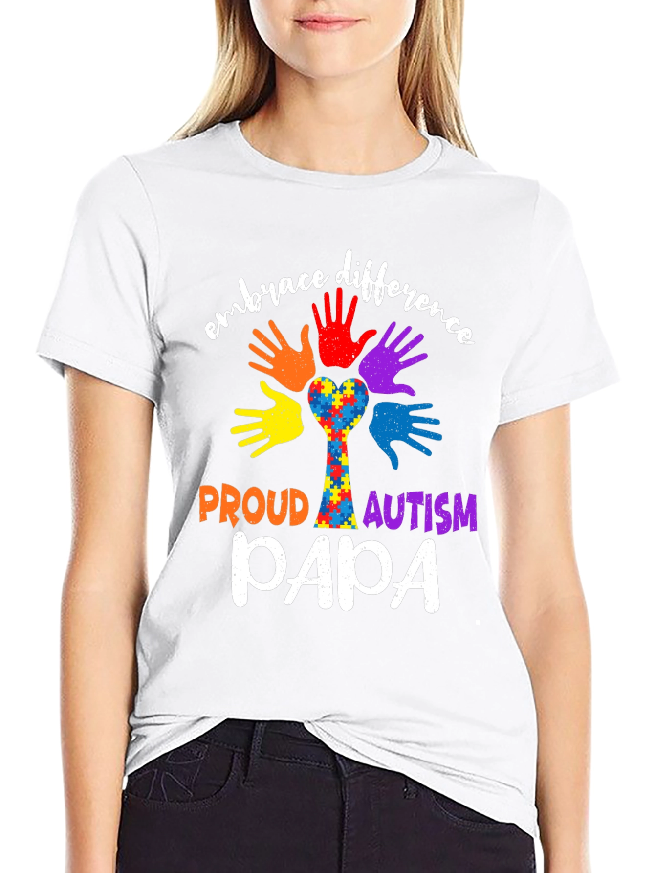Proud Autism Papa Embrace Difference T-Shirt