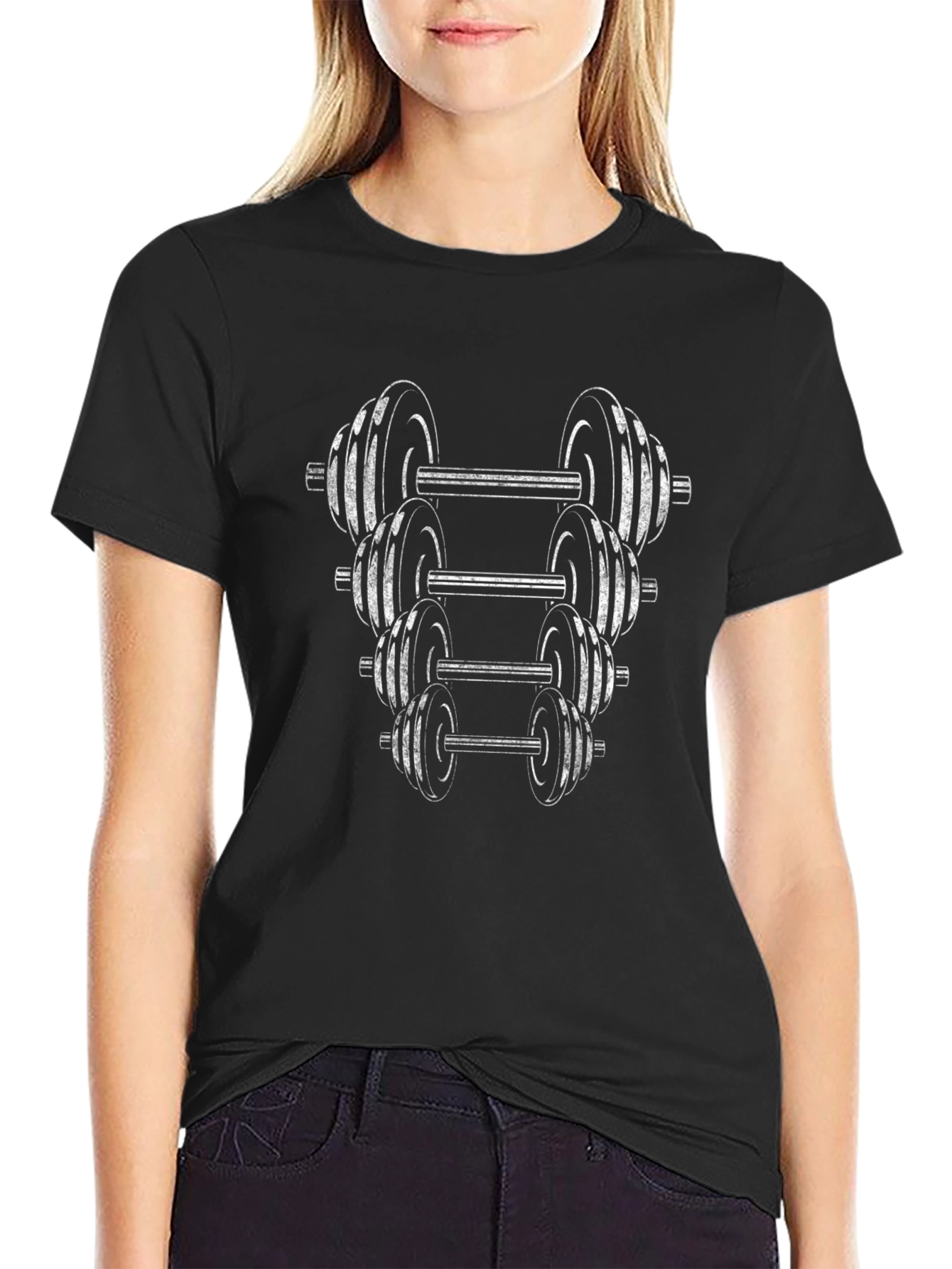 Weightlifting T-Shirt - Stacked Dumbbell Design