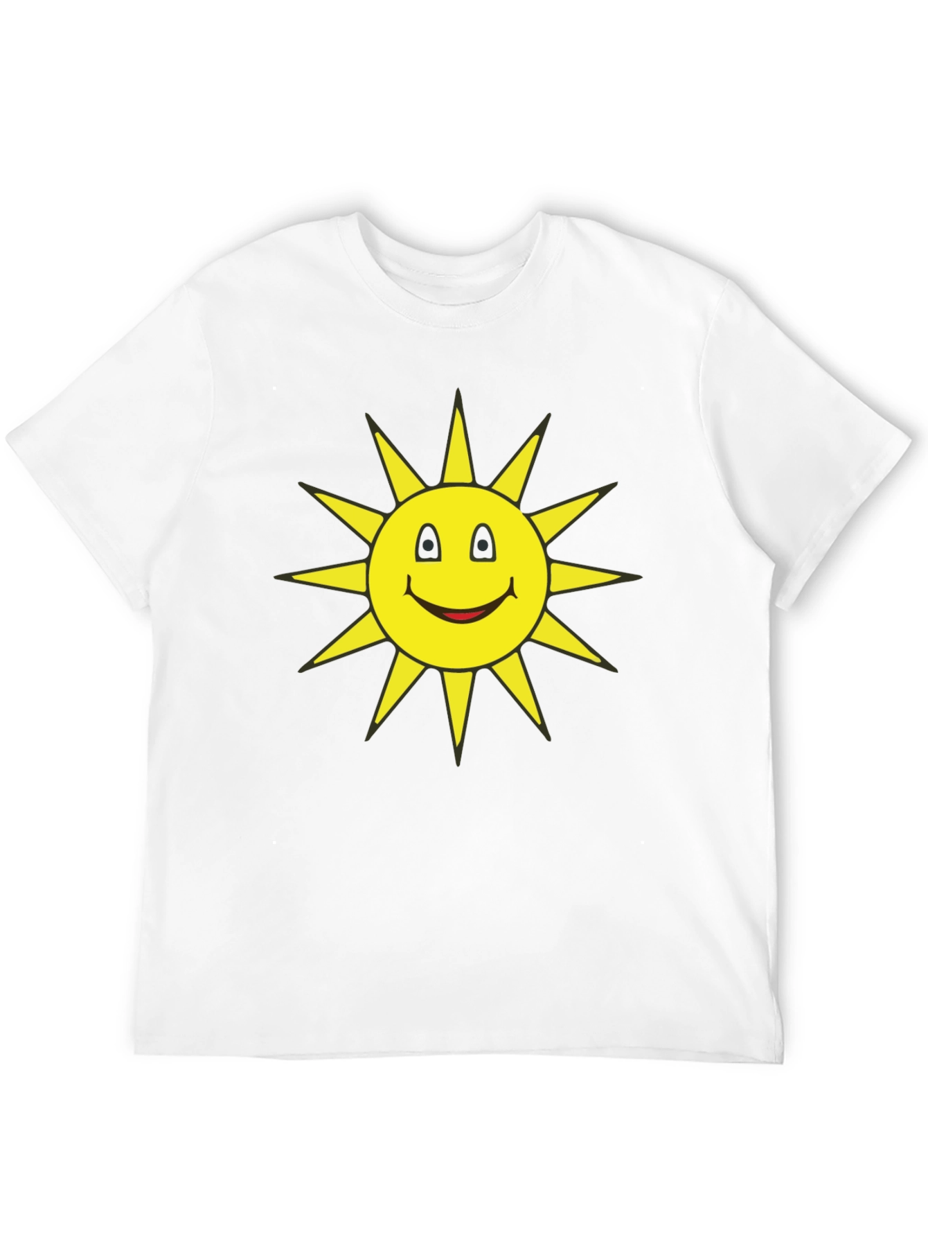 Smiley Sun Graphic T-Shirt - Black Casual Tee