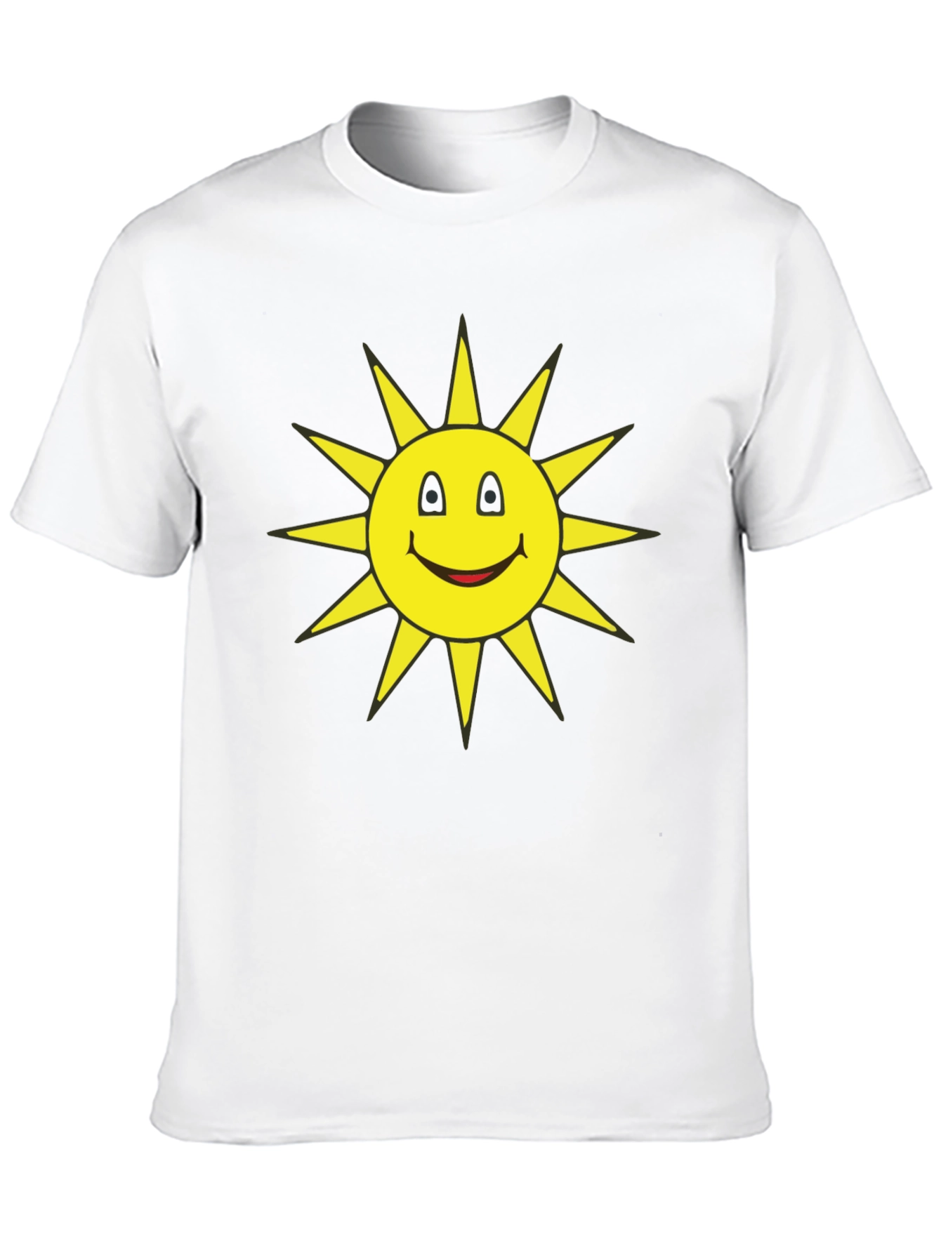 Smiley Sun Graphic T-Shirt - Black Casual Tee