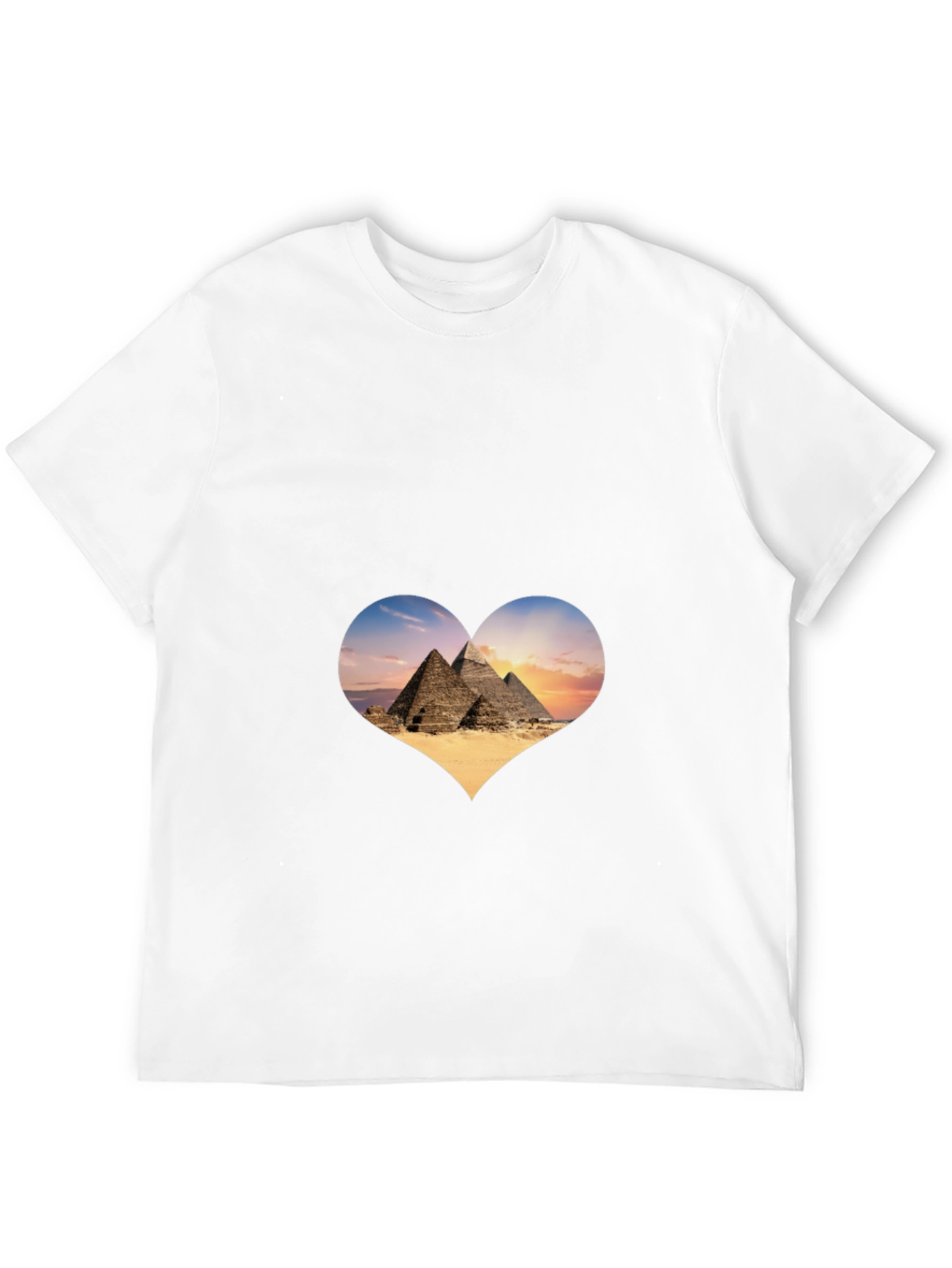 Egypt Pyramids Heart Graphic T-Shirt - Mens Black Tee