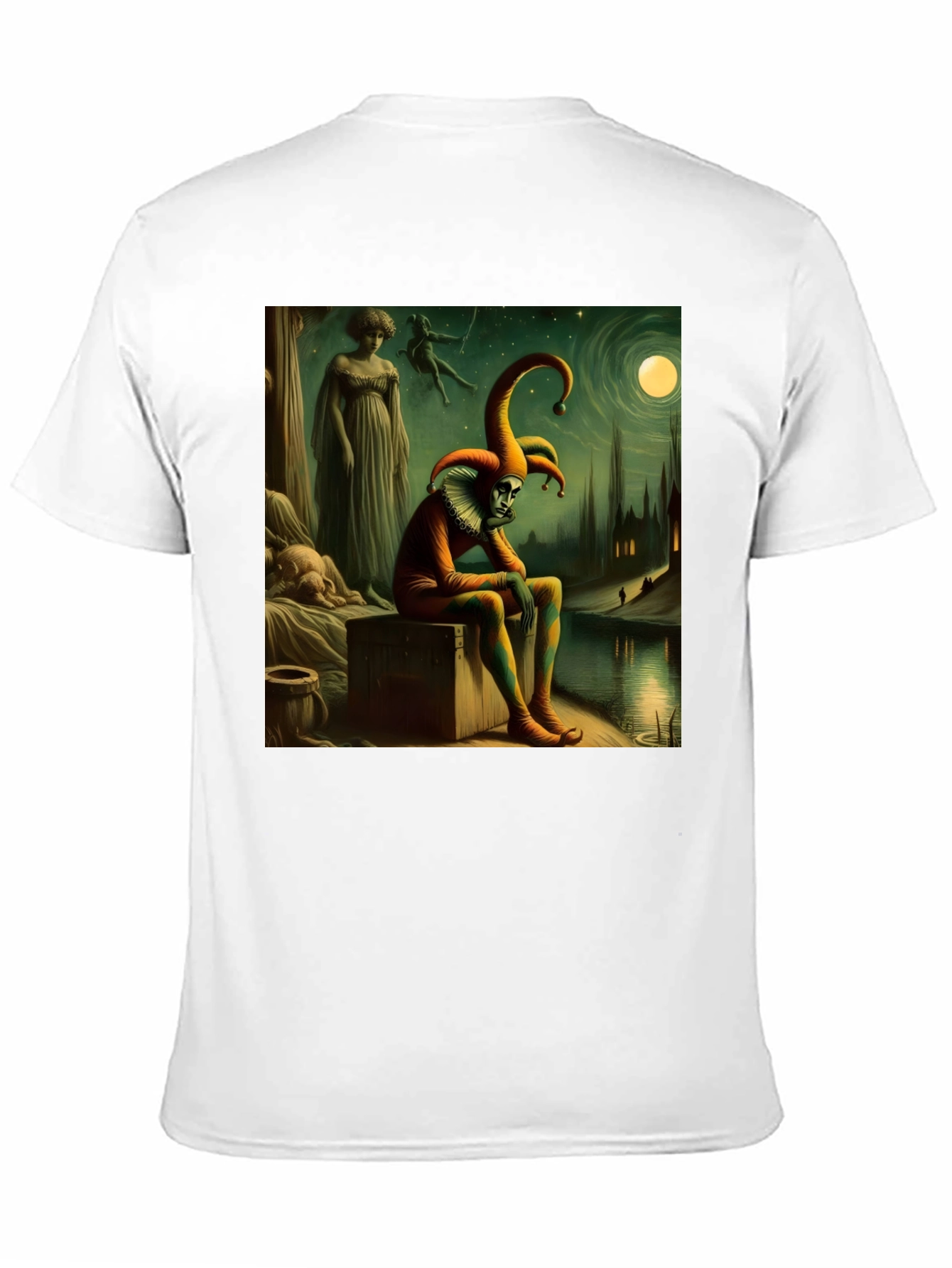 Brooding Jester Graphic Tee - Unique Art T-Shirt