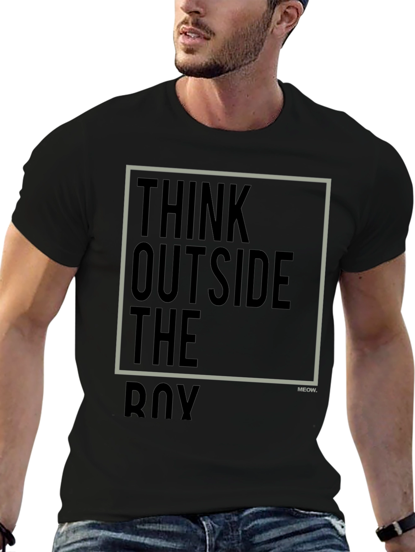 Think Outside The Box Black Graphic Tee