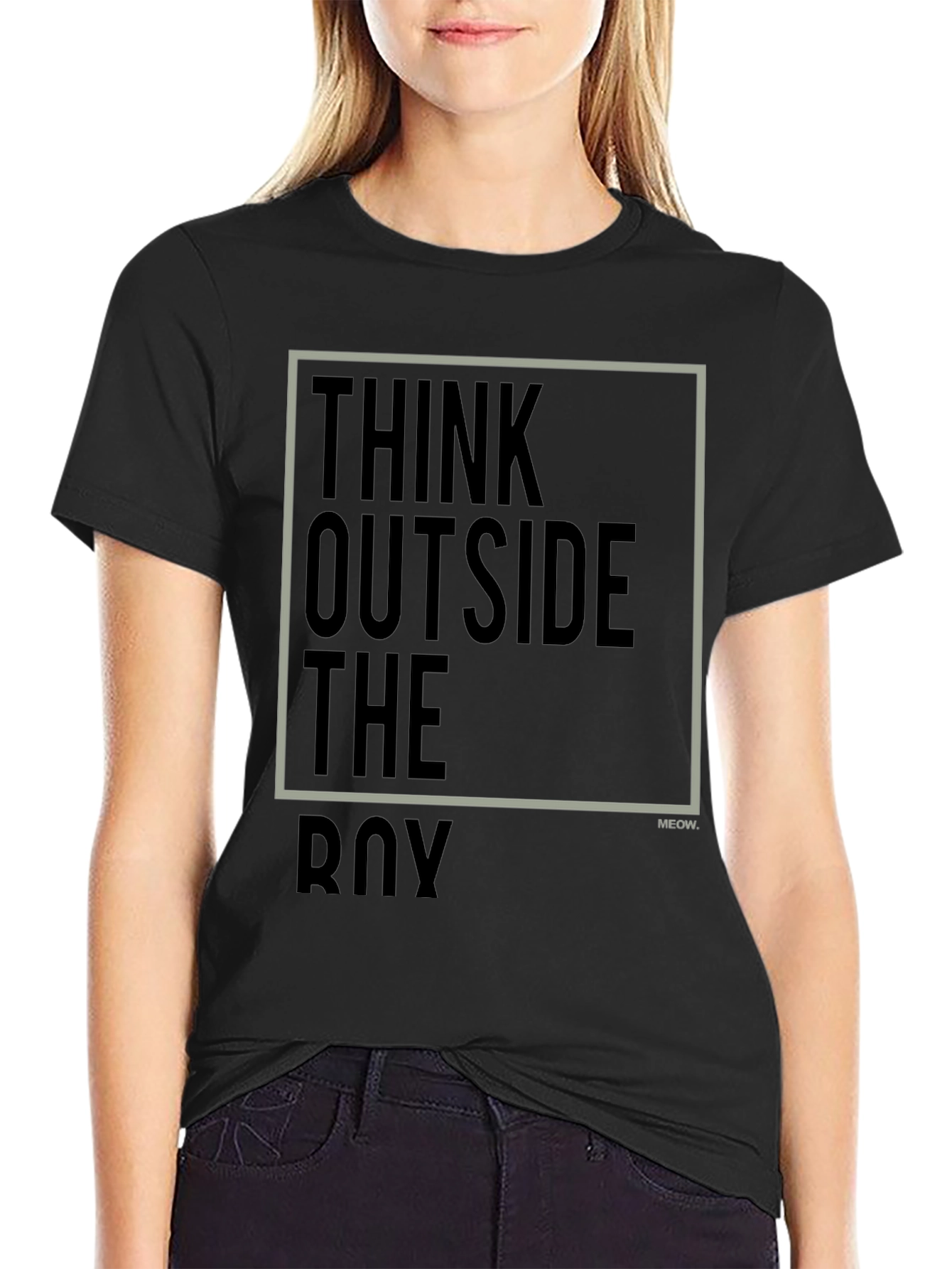 Think Outside The Box Black Graphic Tee