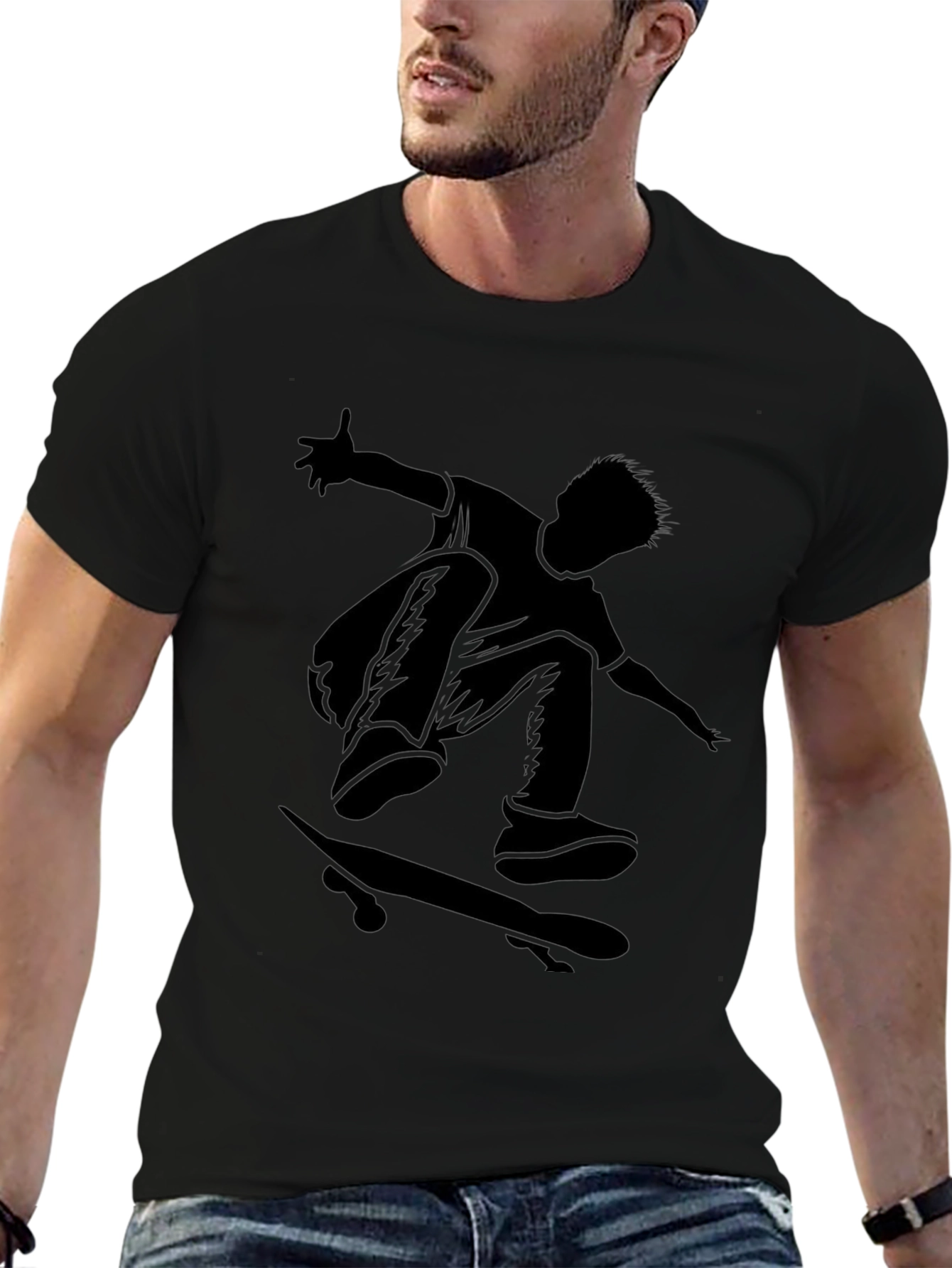 Skateboarder Graphic Tee - Black T-Shirt