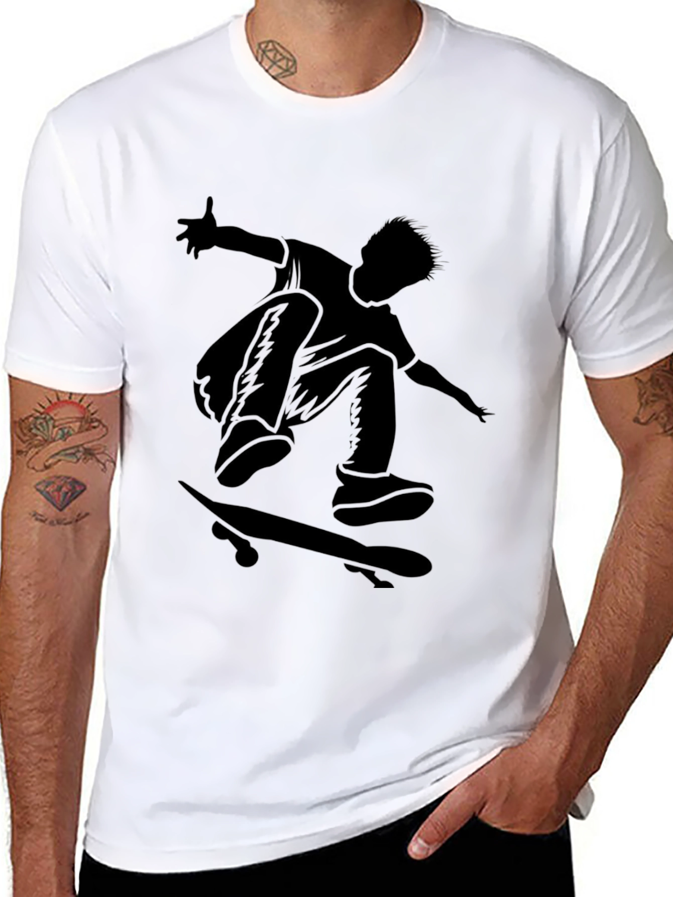 Skateboarder Graphic Tee - Black T-Shirt