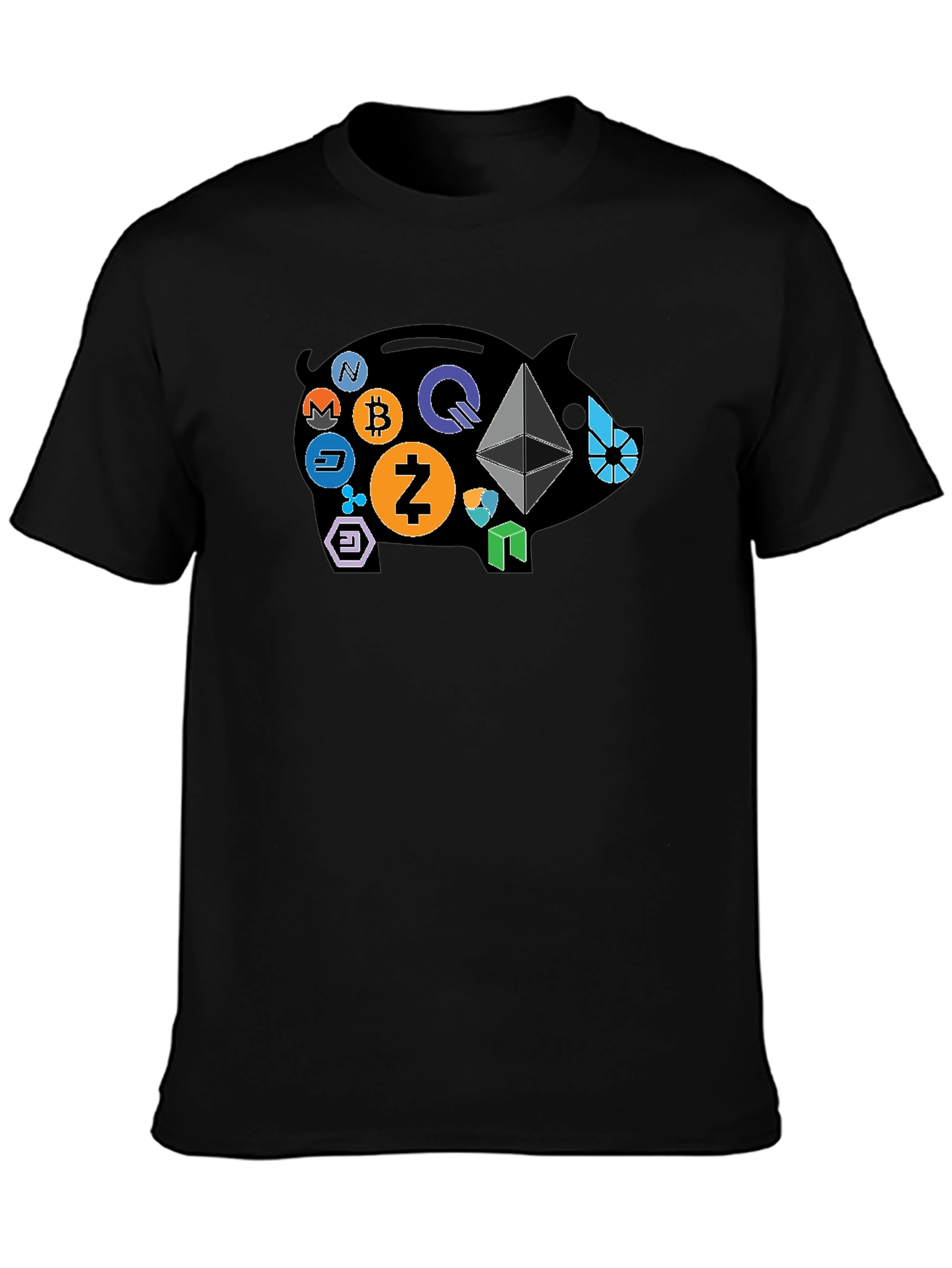 Crypto Piggy Bank Black T-Shirt