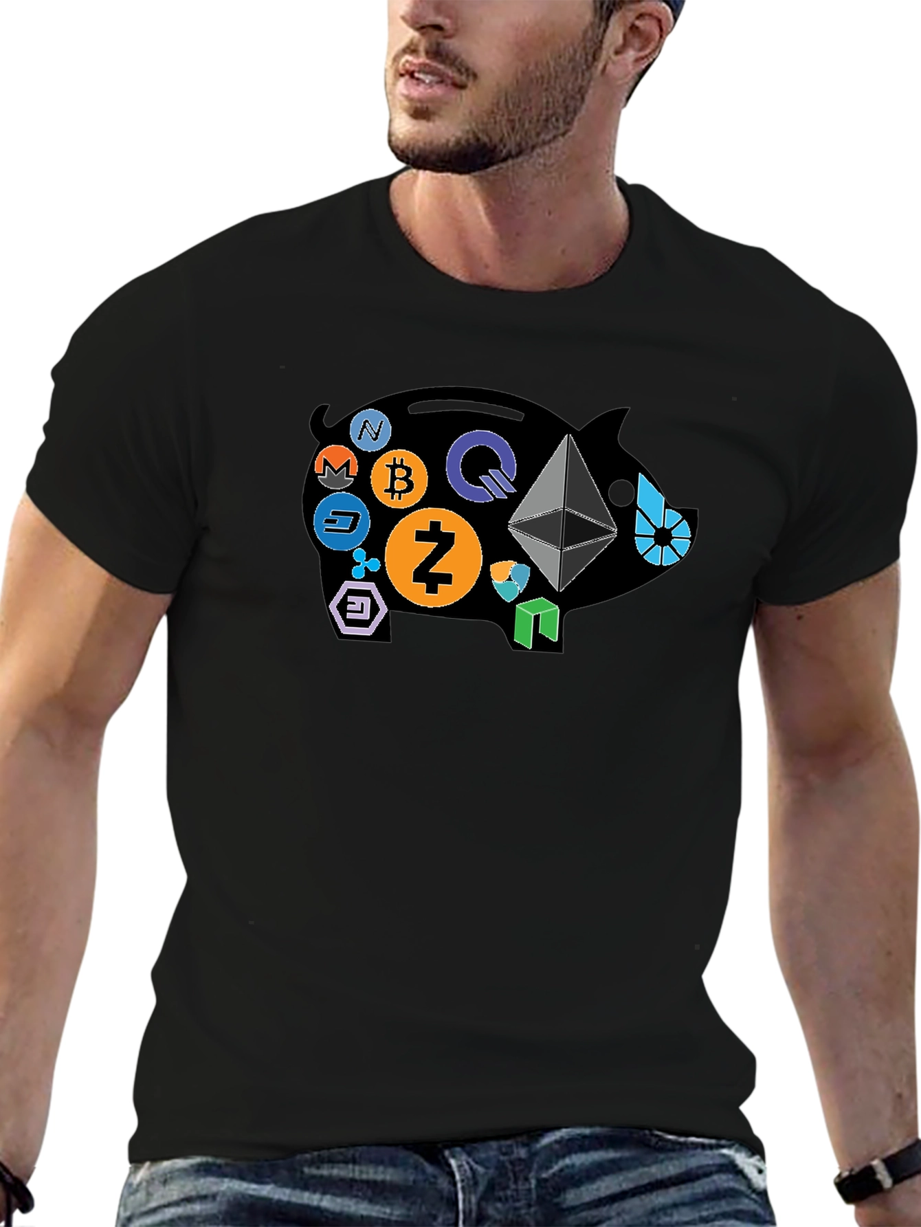 Crypto Piggy Bank Black T-Shirt