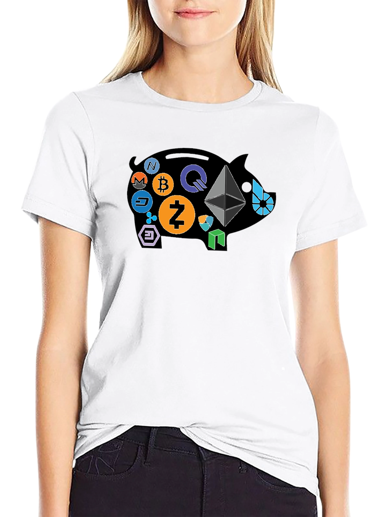 Crypto Piggy Bank Black T-Shirt