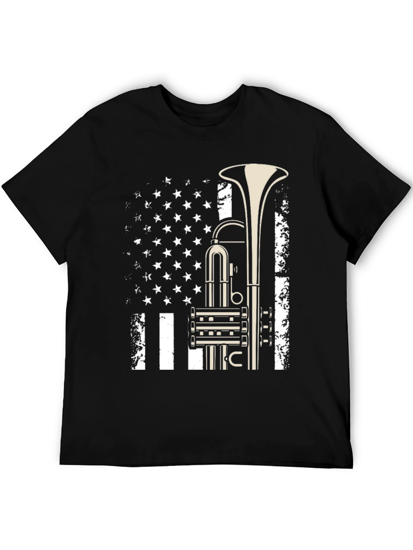 Trumpet Flag Graphic Tee - Music Lover Shirt