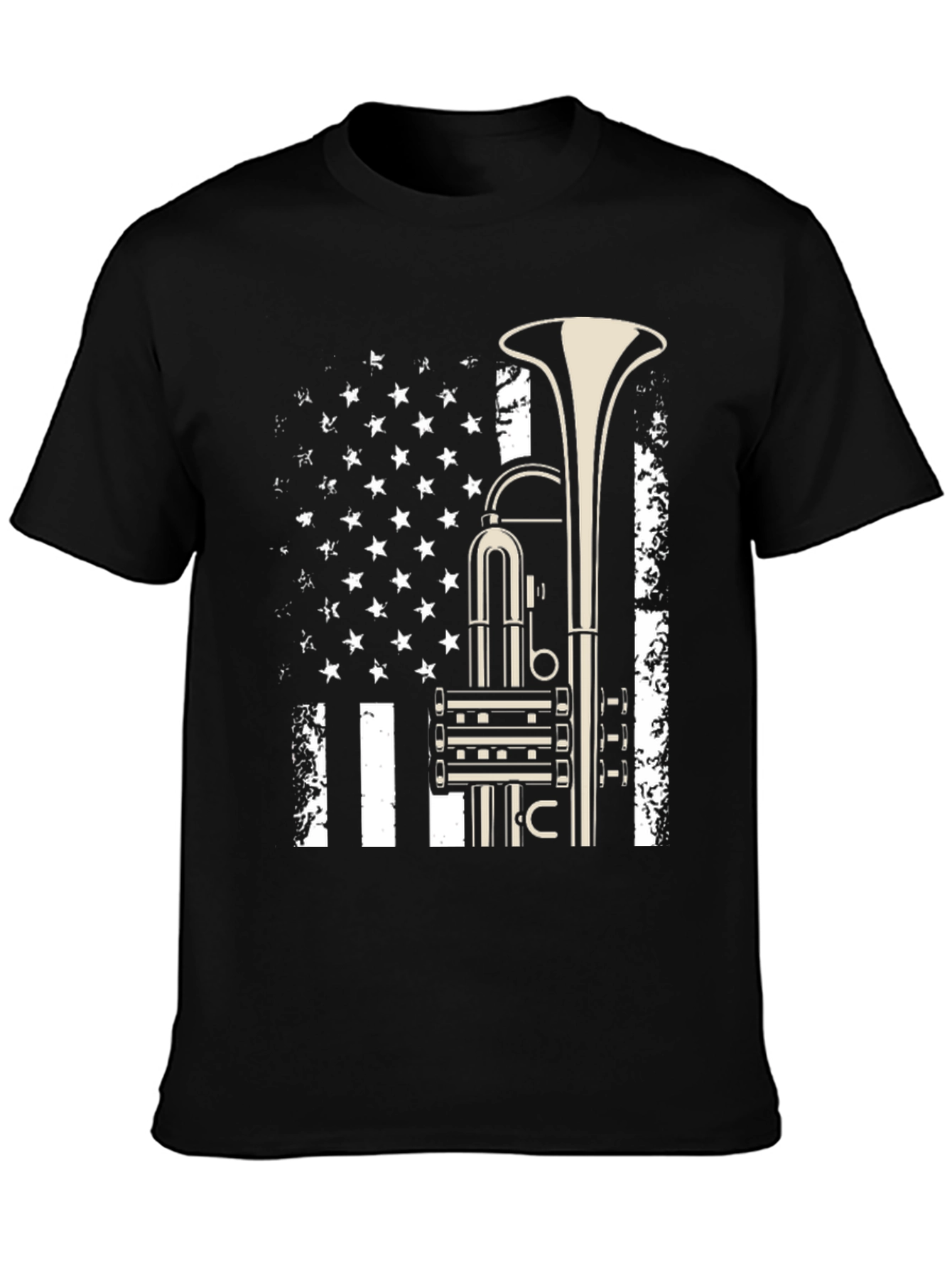 Trumpet Flag Graphic Tee - Music Lover Shirt