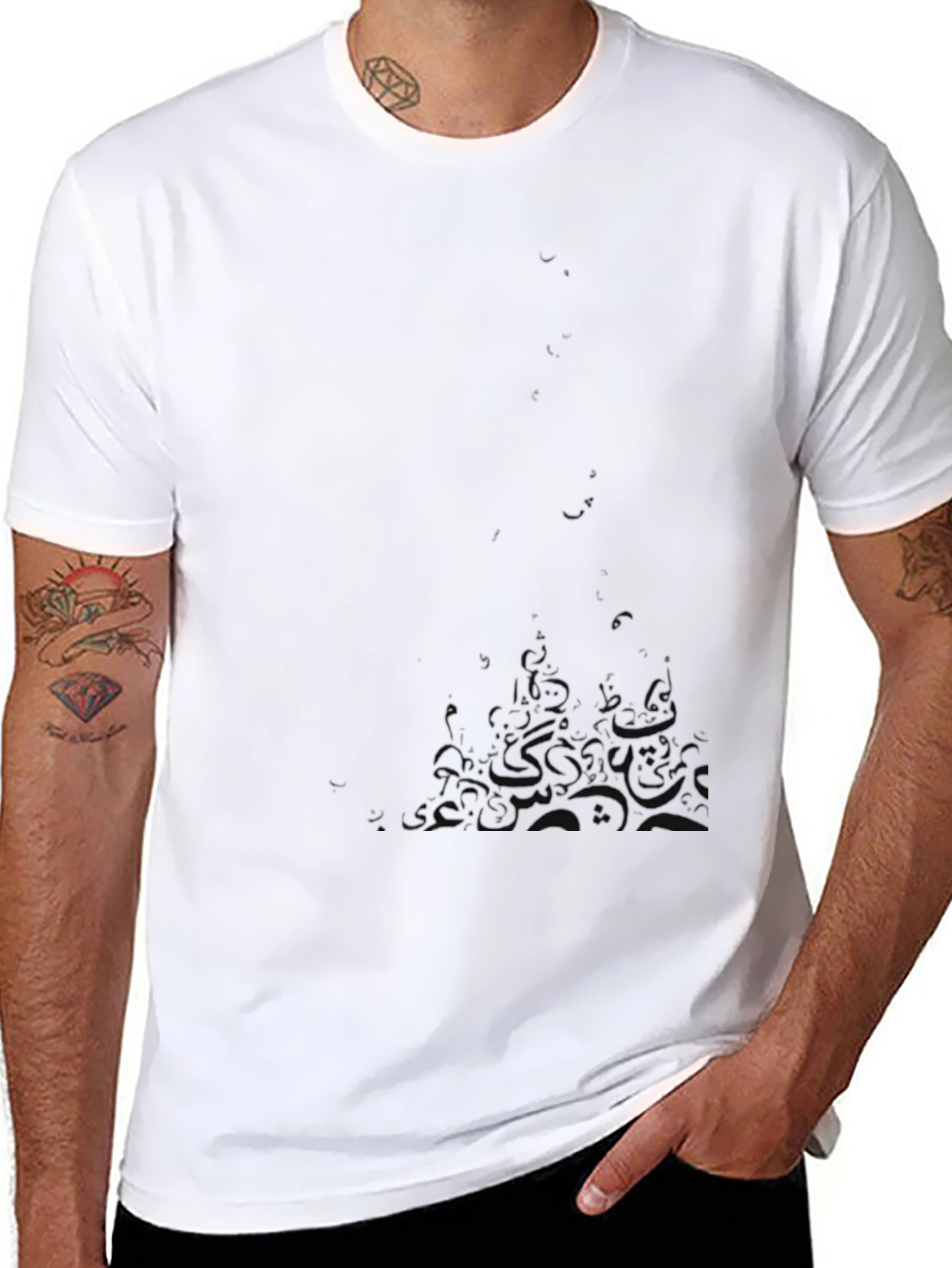 Mens Black Graphic Tee - Castle Design